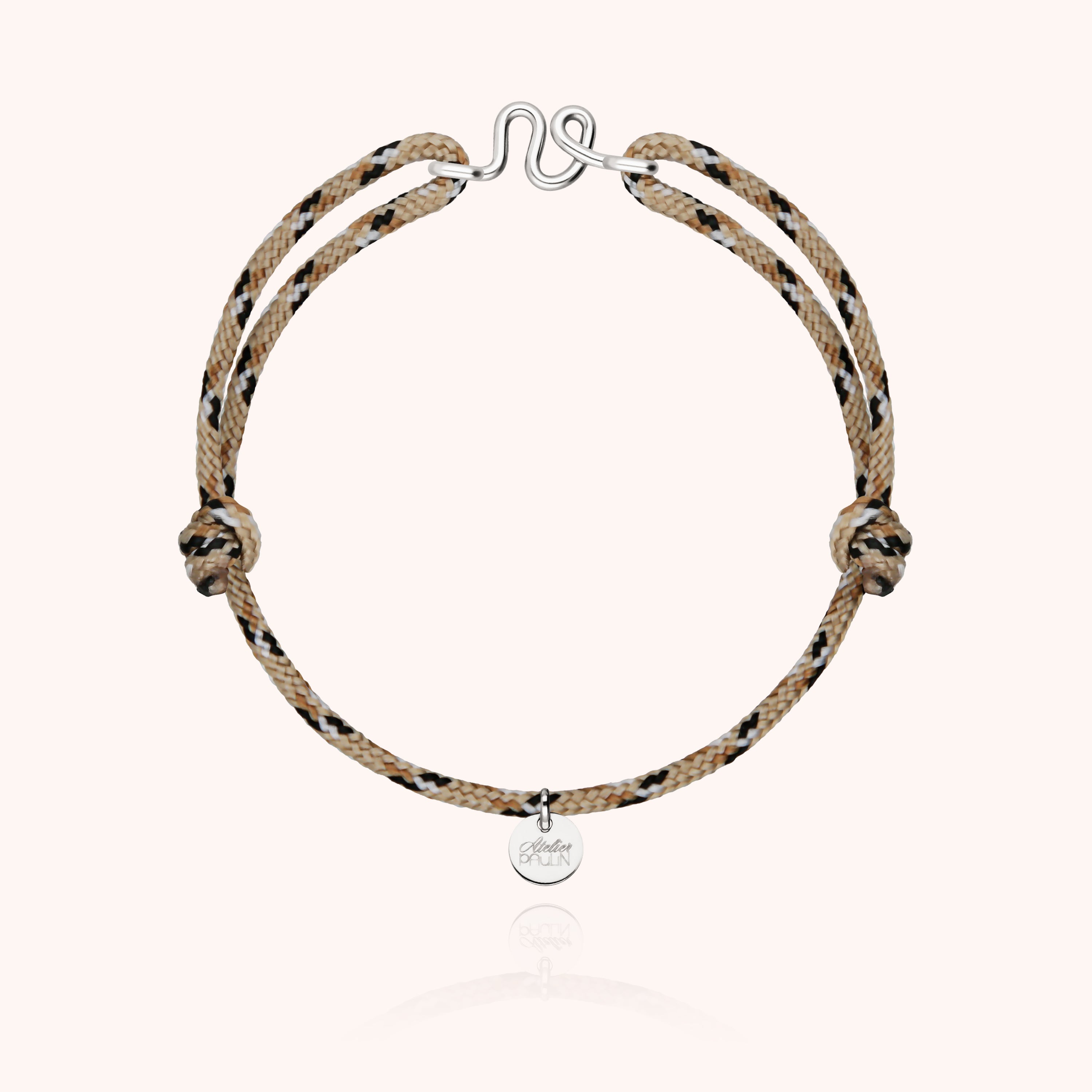 Bracelet Cordon Knot Initiale Homme - argent