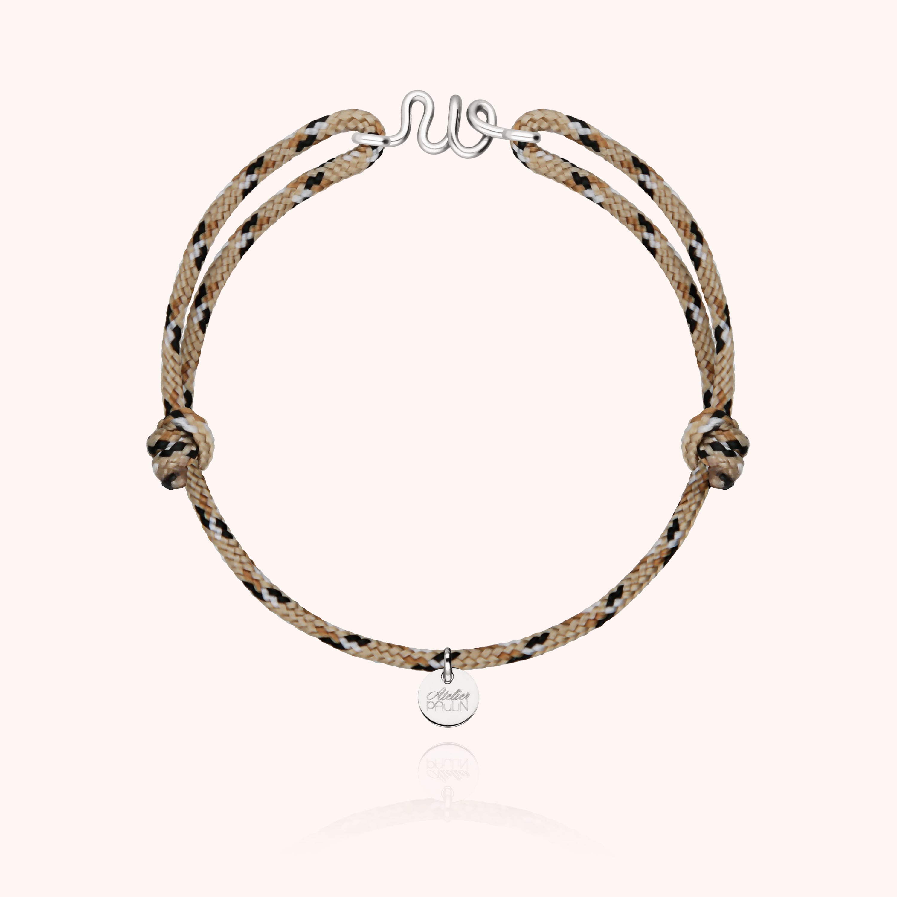 Bracelet Cordon Knot Initiale Homme - argent