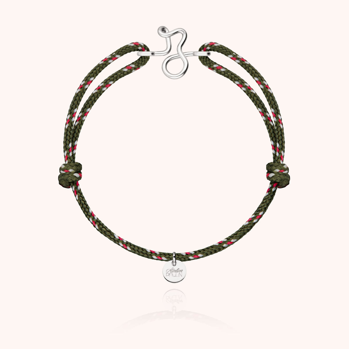 Bracelet Cordon Knot Initiale Homme « Z » en argent sterling 925, cordon kaki