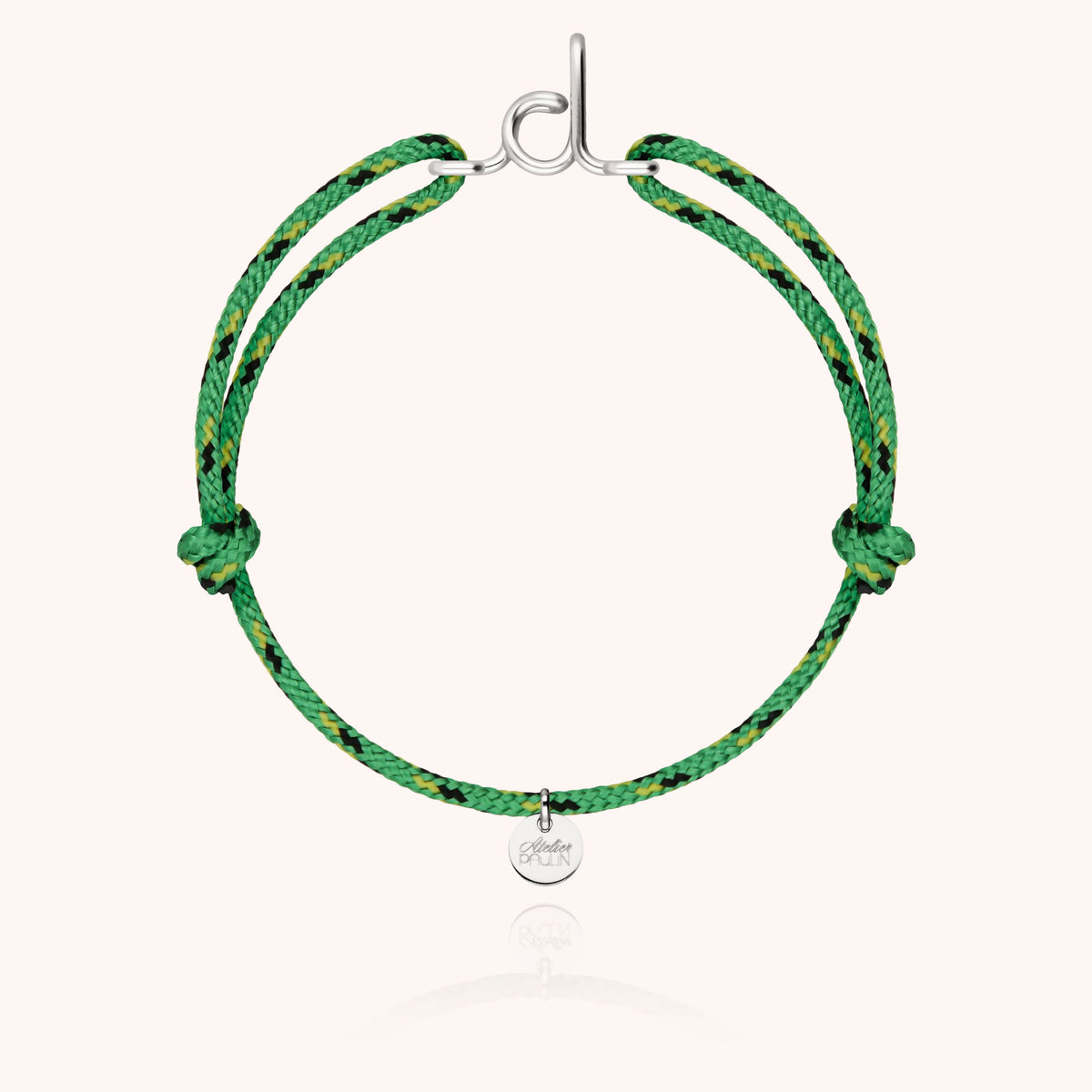 Bracelet Cordon Knot Initiale Homme « D » en argent sterling 925, cordon vert