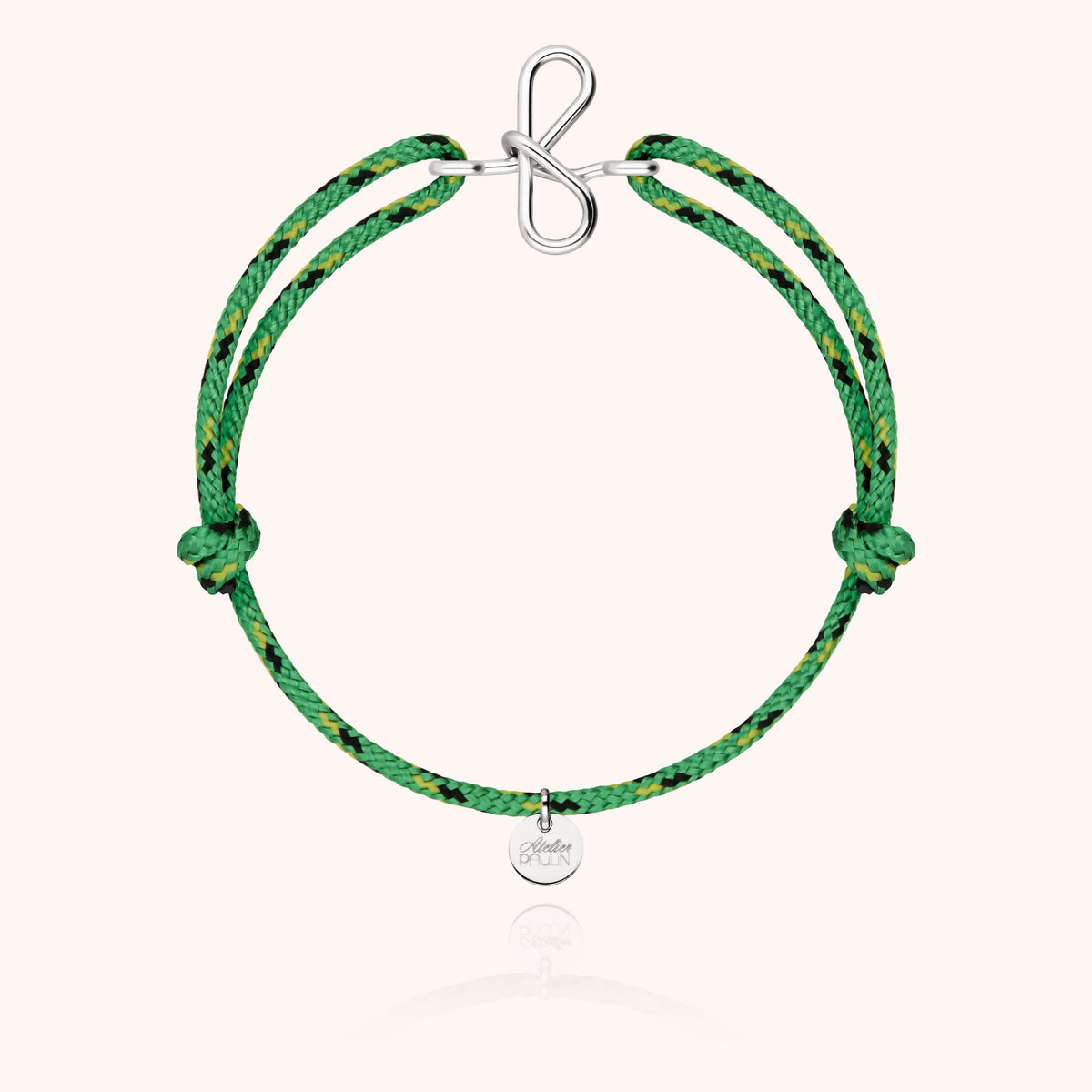 Bracelet Cordon Knot Initiale Homme « F » en argent sterling 925, cordon vert
