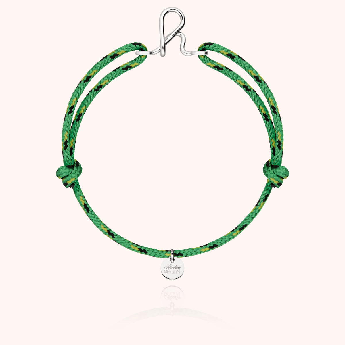 Bracelet Cordon Knot Initiale Homme « H » en argent sterling 925, cordon vert