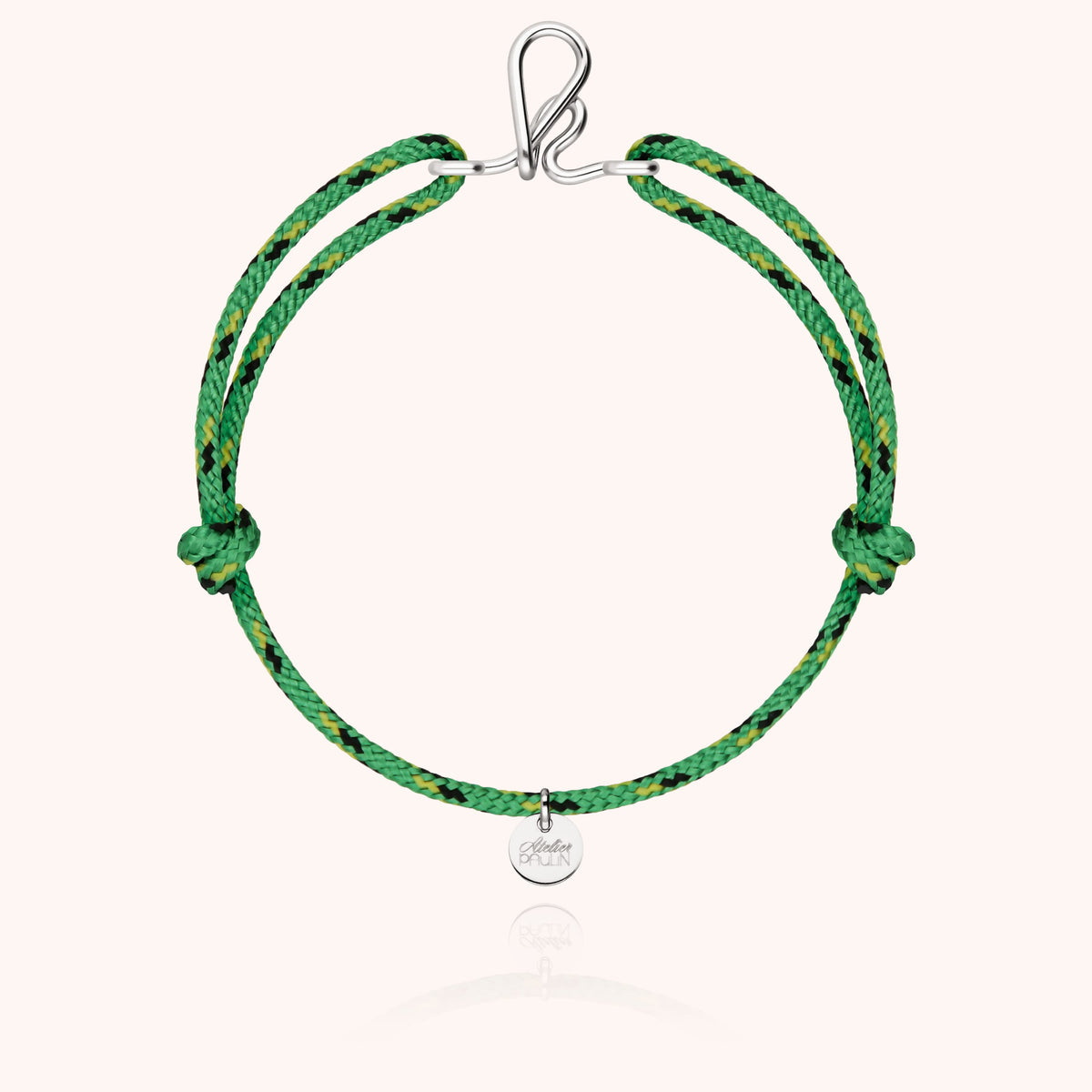 Bracelet Cordon Knot Initiale Homme « K » en argent sterling 925, cordon vert