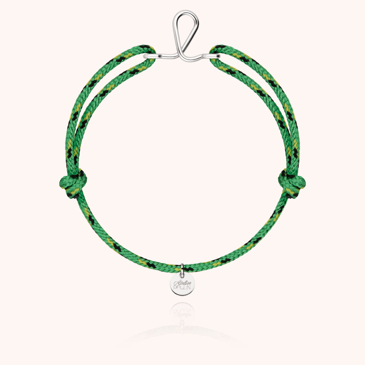 Bracelet Cordon Knot Initiale Homme « L » en argent sterling 925, cordon vert