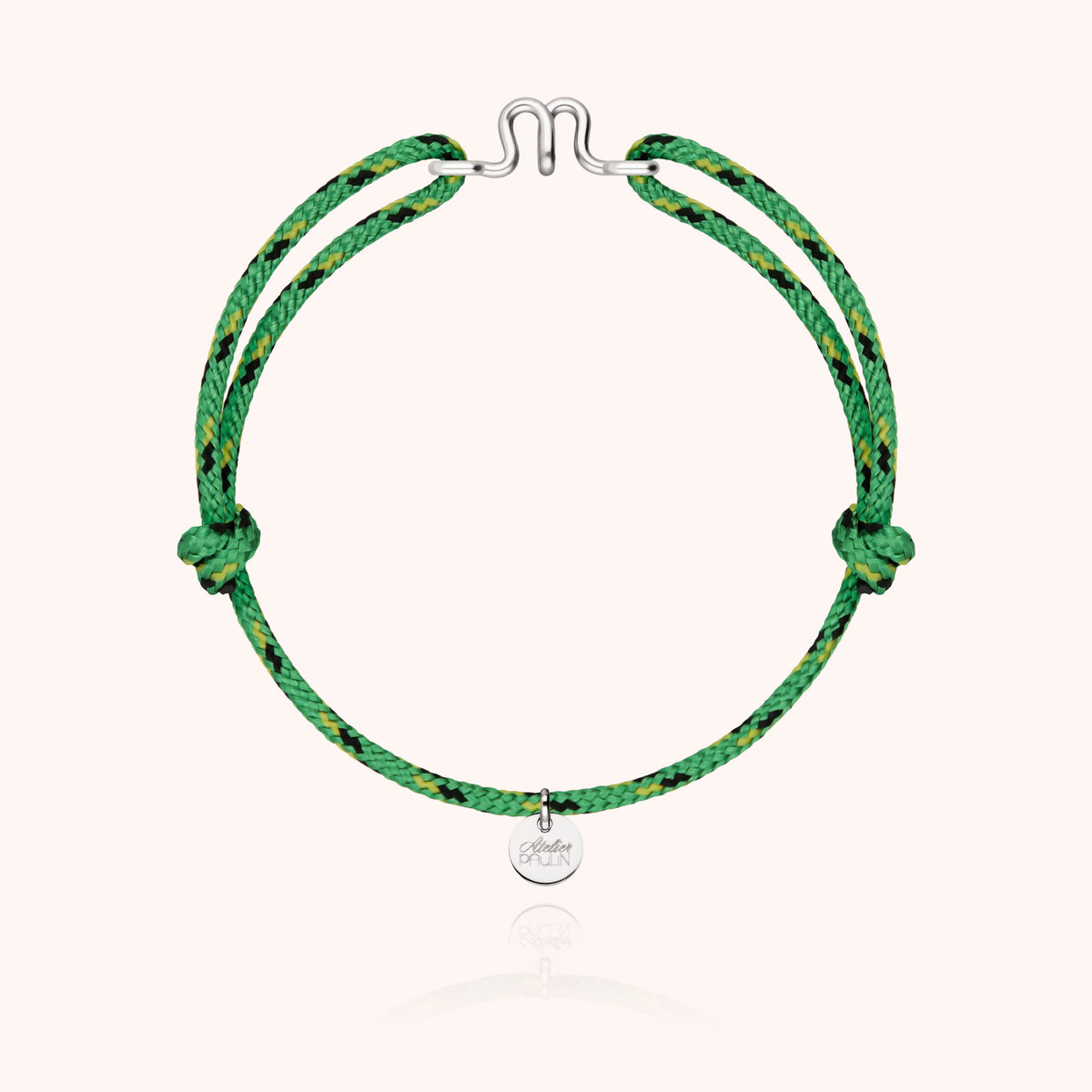 Bracelet Cordon Knot Initiale Homme « N » en argent sterling 925, cordon vert