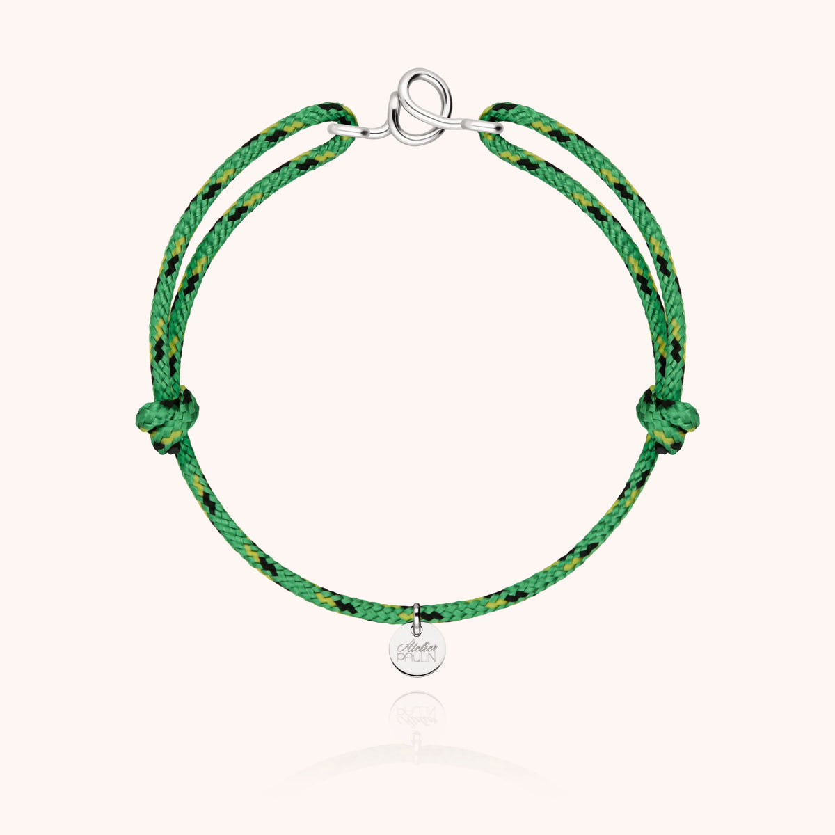 Bracelet Cordon Knot Initiale Homme « O » en argent sterling 925, cordon vert