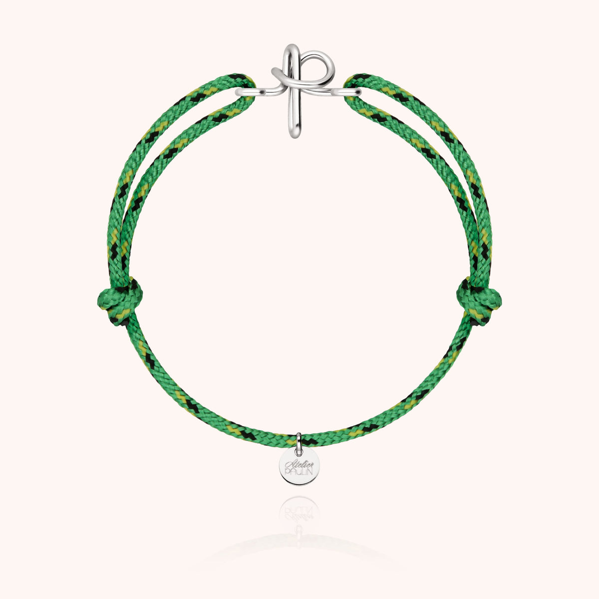 Bracelet Cordon Knot Initiale Homme « P » en argent sterling 925, cordon vert