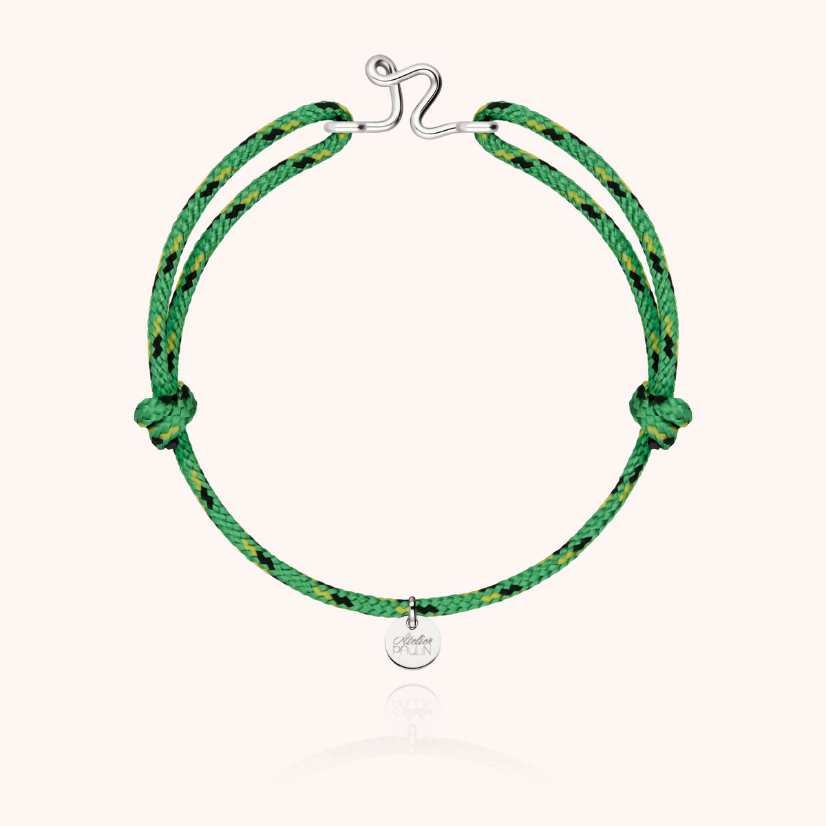 Bracelet Cordon Knot Initiale Homme « R » en argent sterling 925, cordon vert