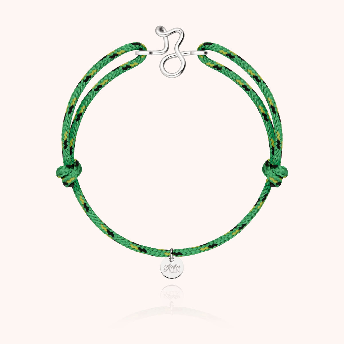 Bracelet Cordon Knot Initiale Homme « Z » en argent sterling 925, cordon vert