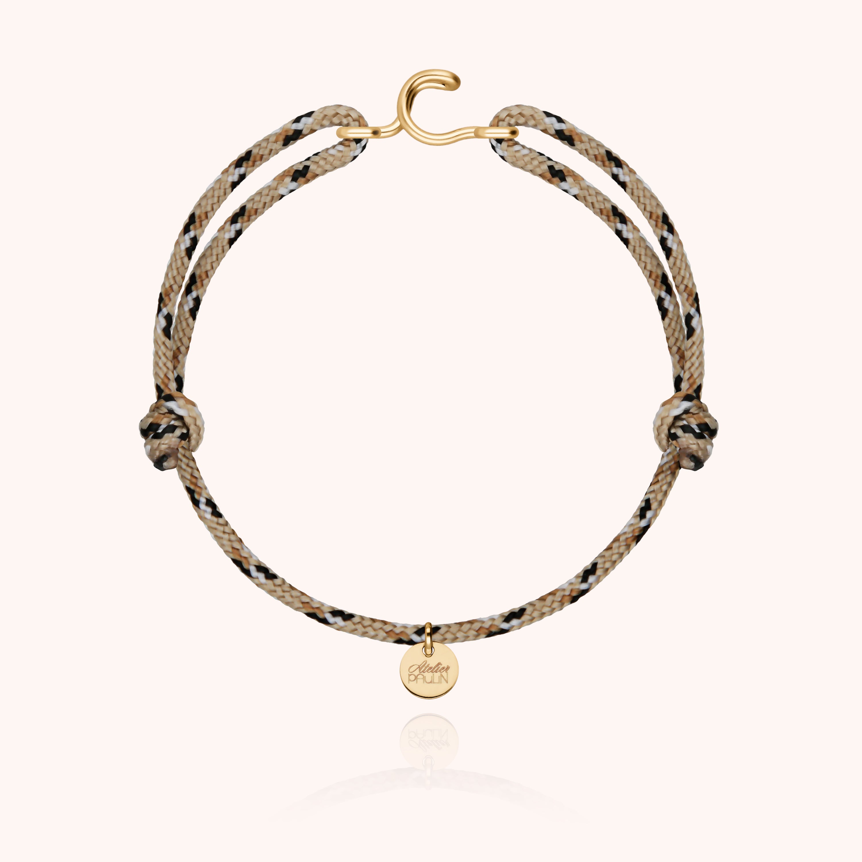Bracelet cordon ajustable avec pampille Atelier Paulin dorée