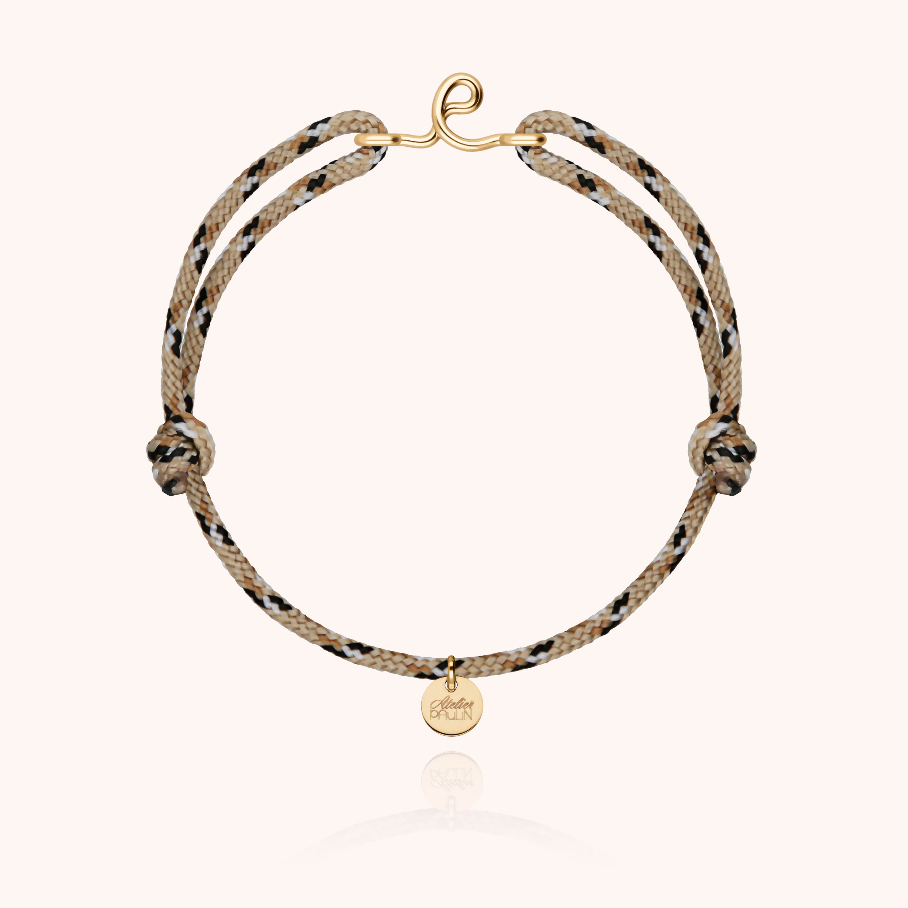 Bracelet Cordon Knot Initiale Homme - or jaune laminé