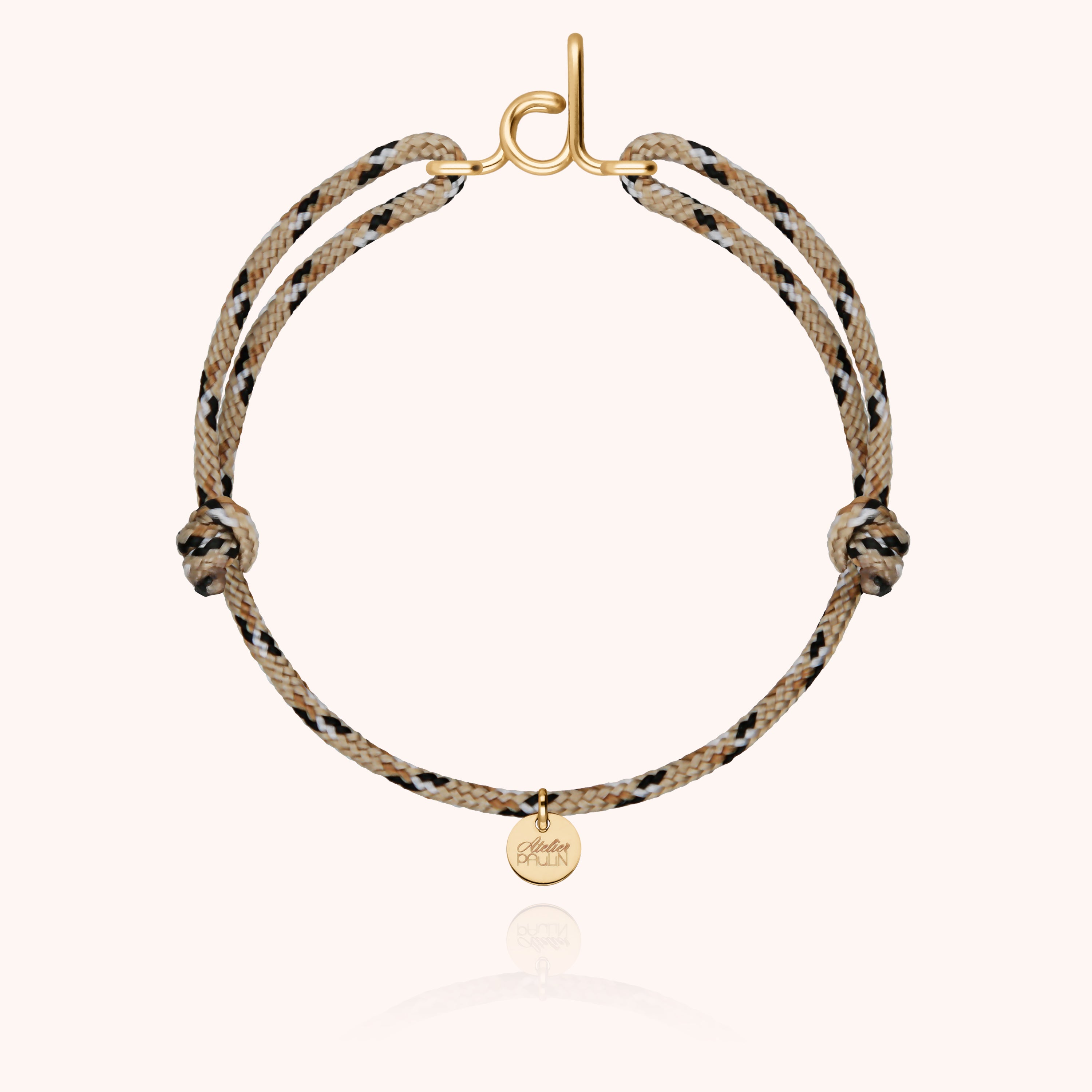 Bracelet homme avec cordon Knot beige et fil précieux