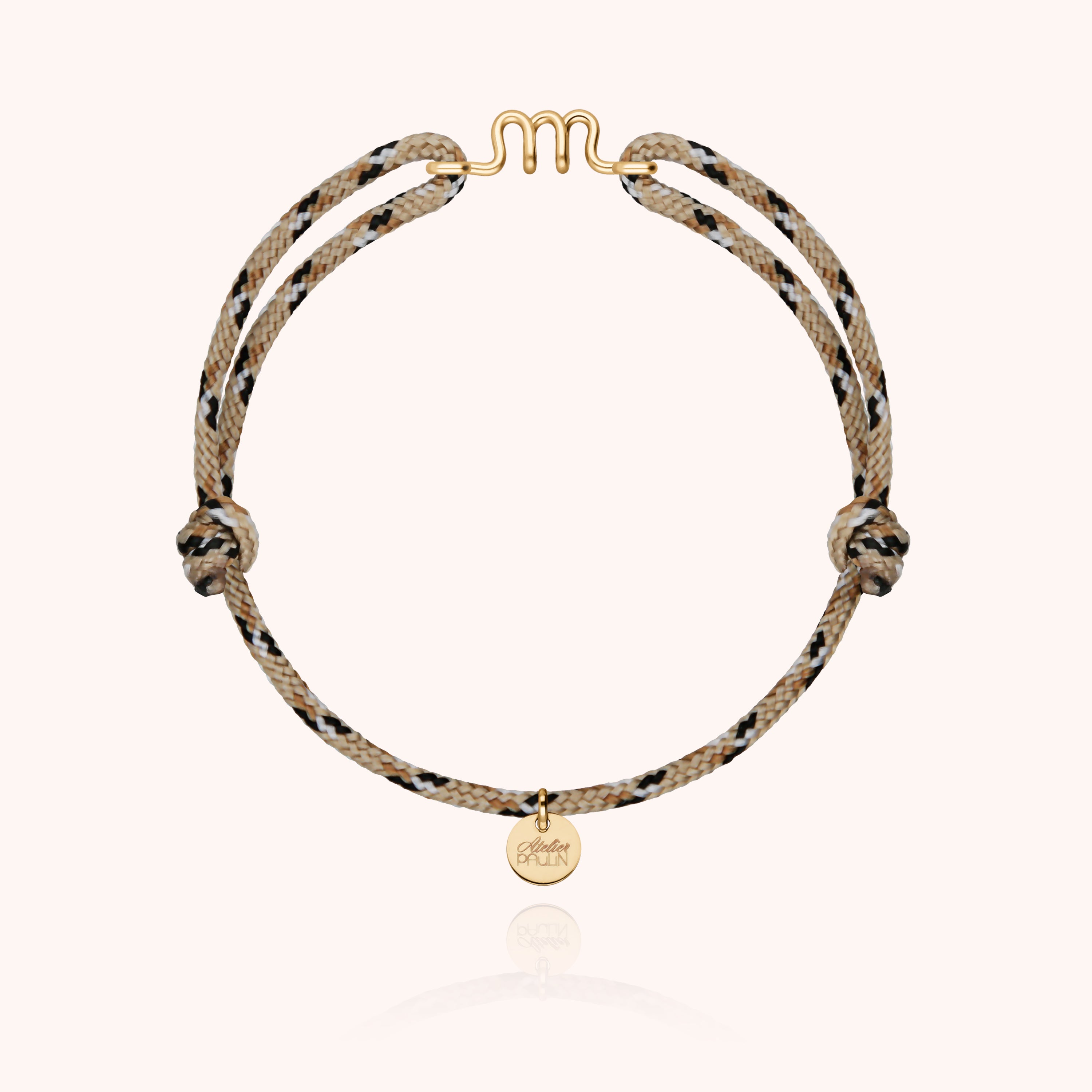 Bracelet Cordon Knot Initiale Homme - or jaune laminé