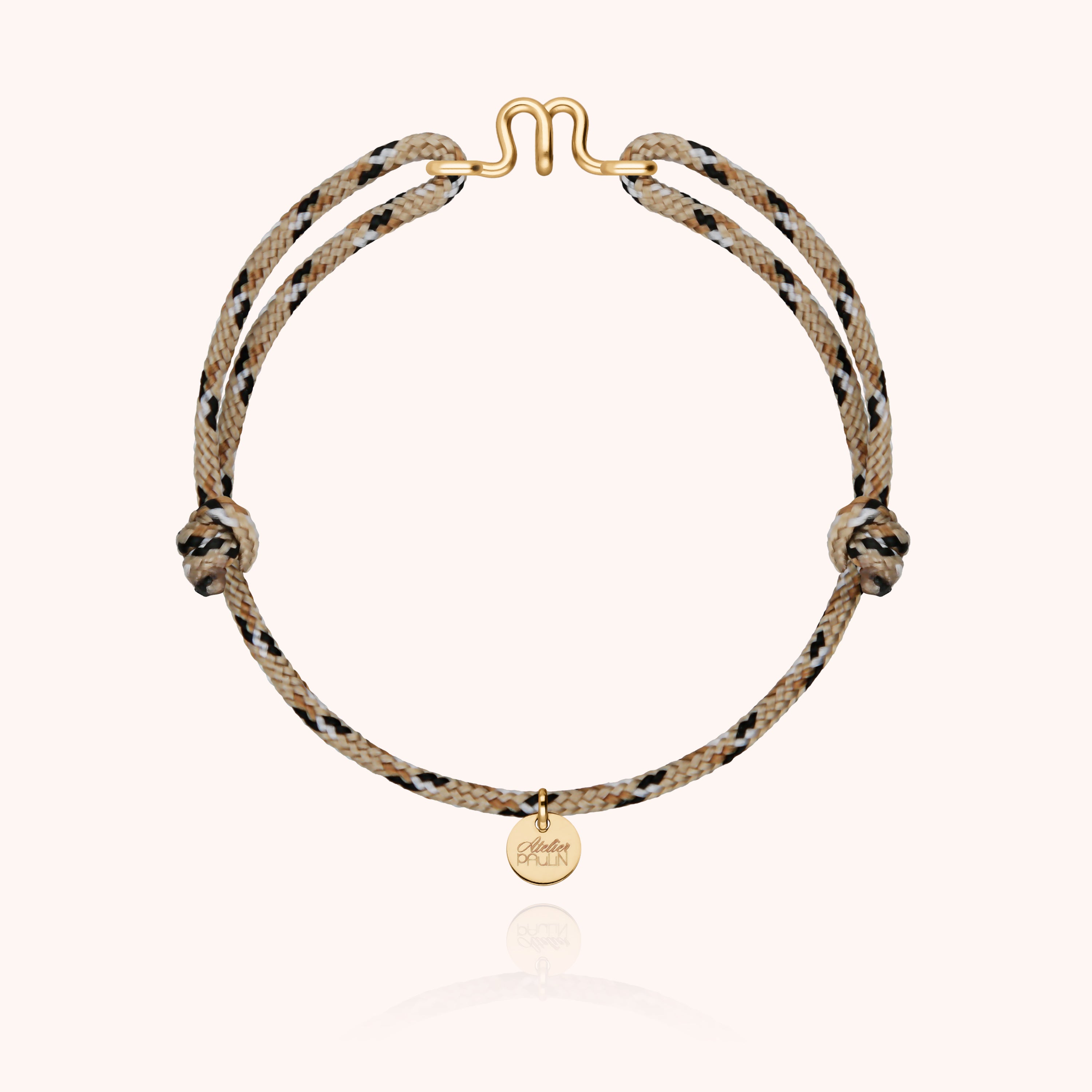 Bracelet Cordon Knot Initiale Homme - or jaune laminé