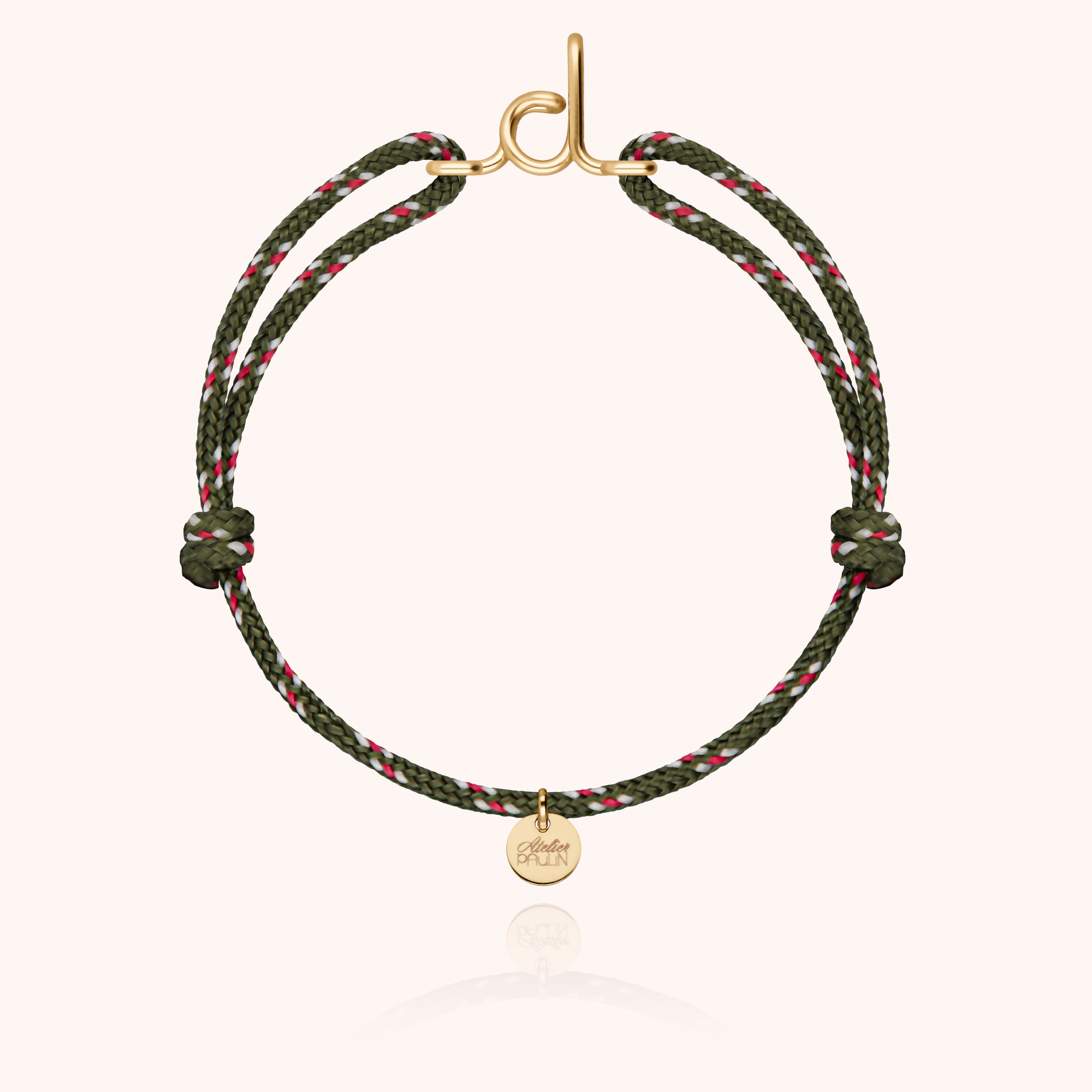 Bracelet Cordon Knot Initiale Homme - or jaune laminé