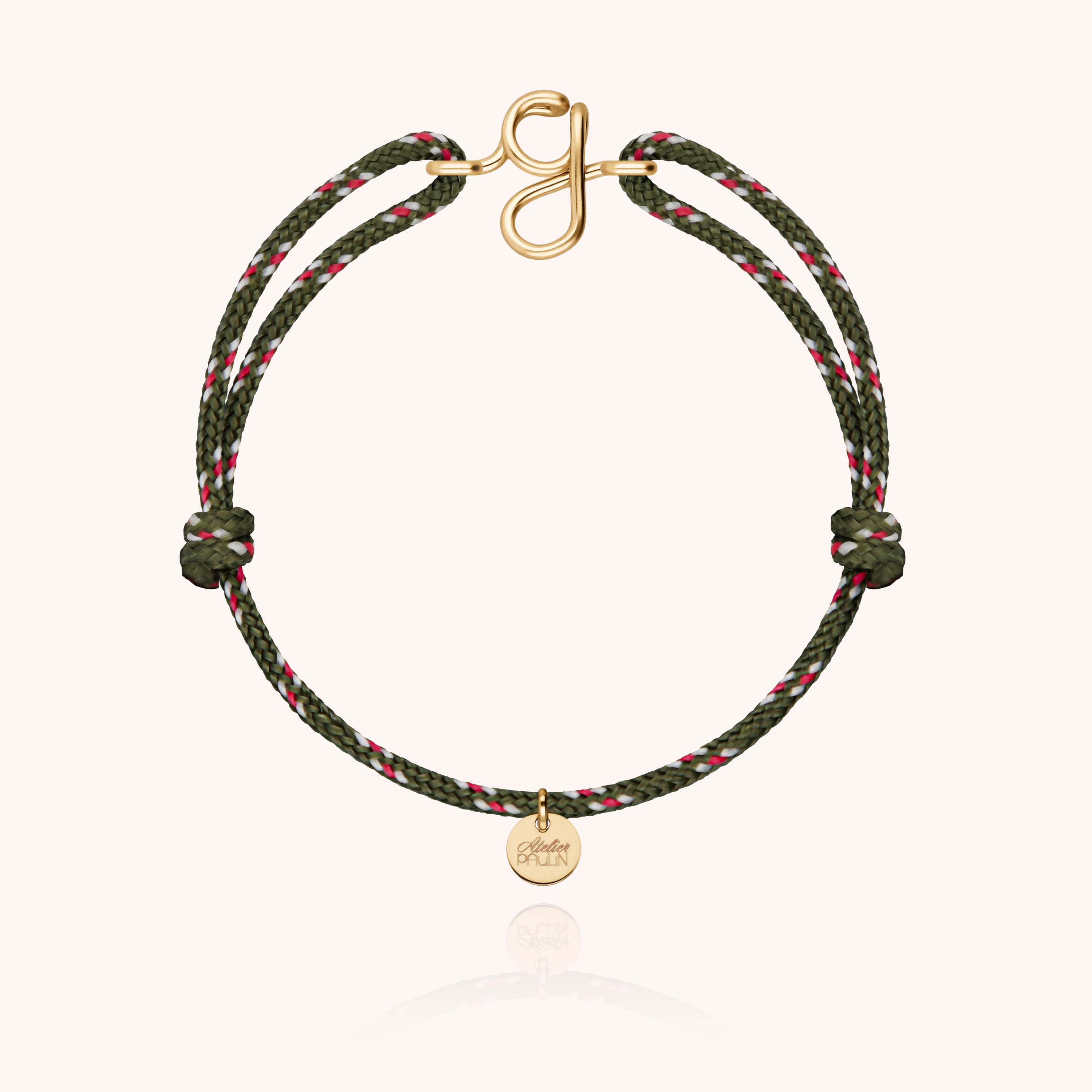 Bracelet Cordon Knot Initiale Homme - or jaune laminé