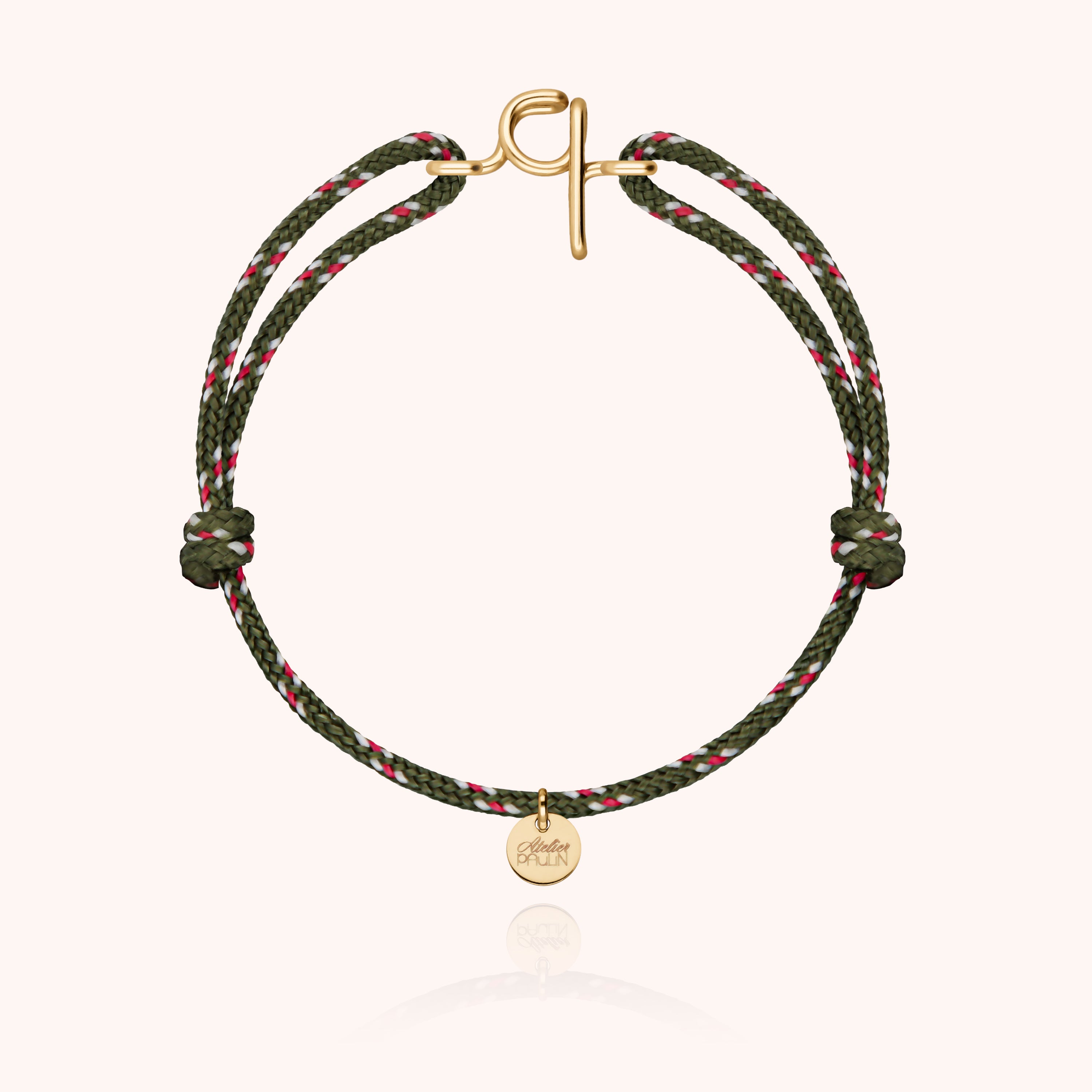 Bracelet Cordon Knot Initiale Homme - or jaune laminé