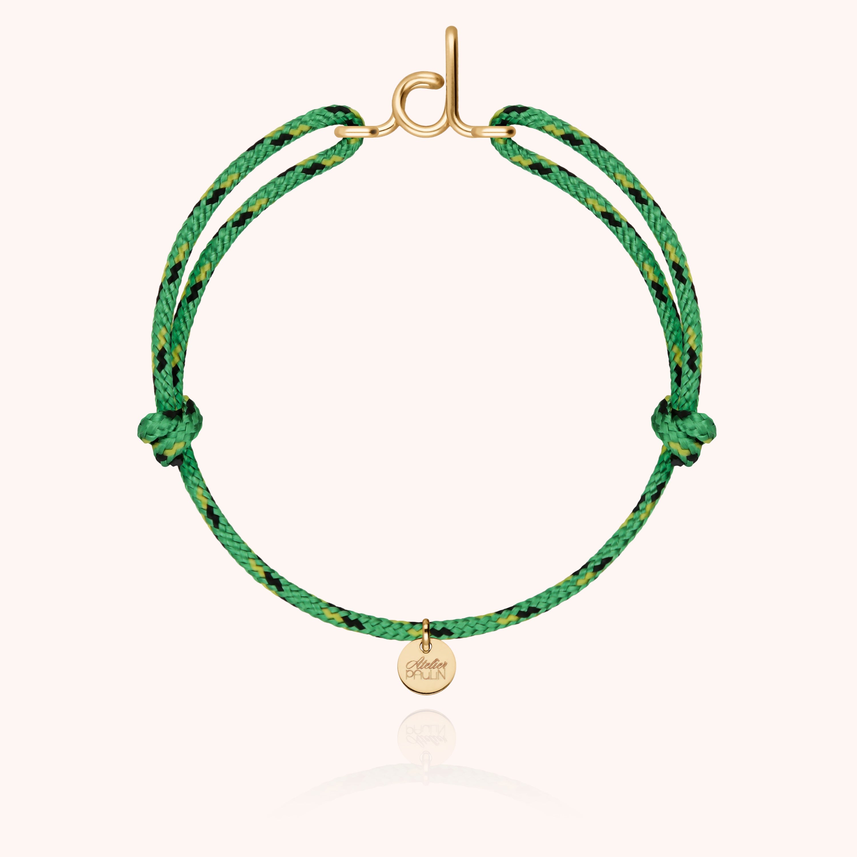 Bracelet Cordon Knot Initiale Homme - or jaune laminé