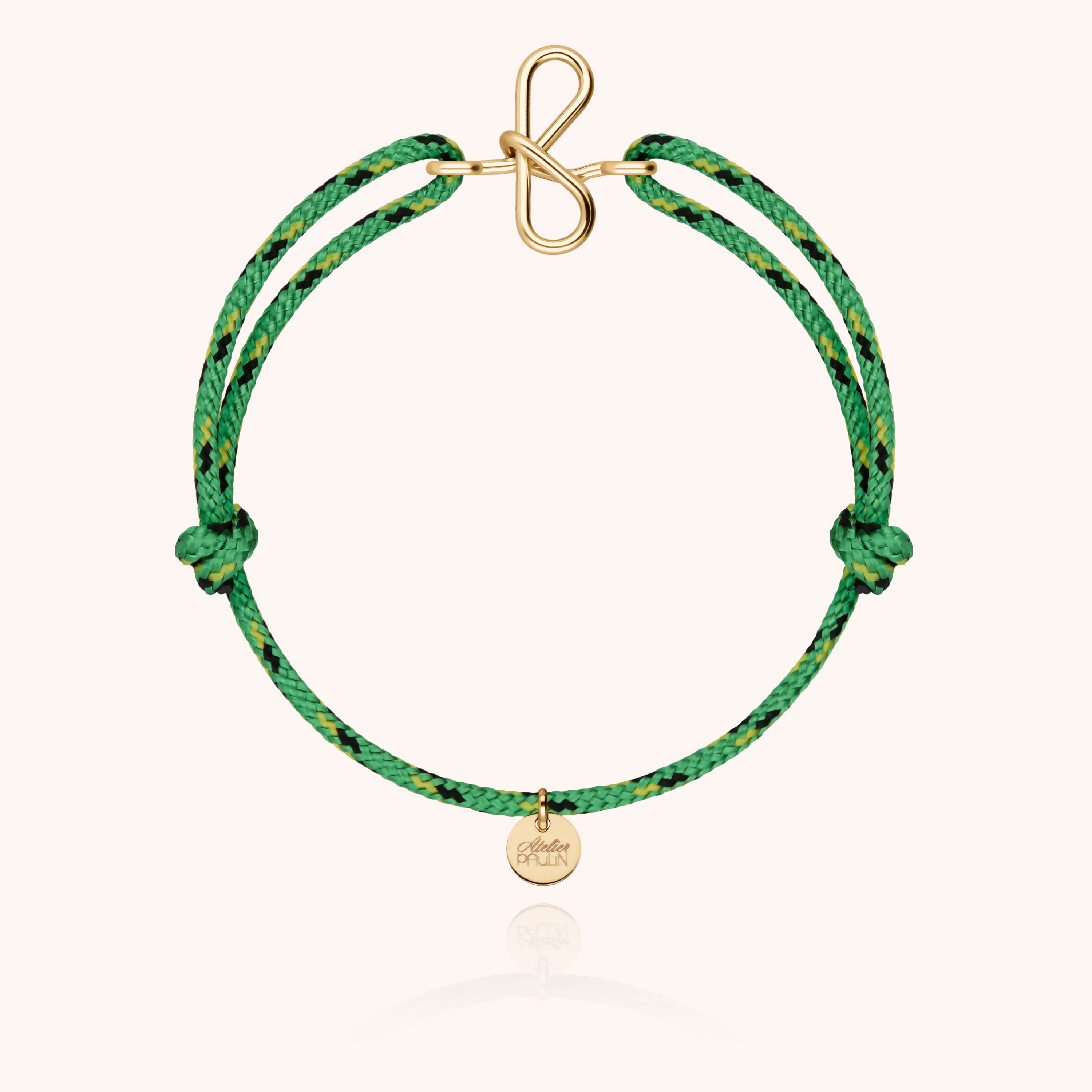 Bracelet Cordon Knot Initiale Homme - or jaune laminé