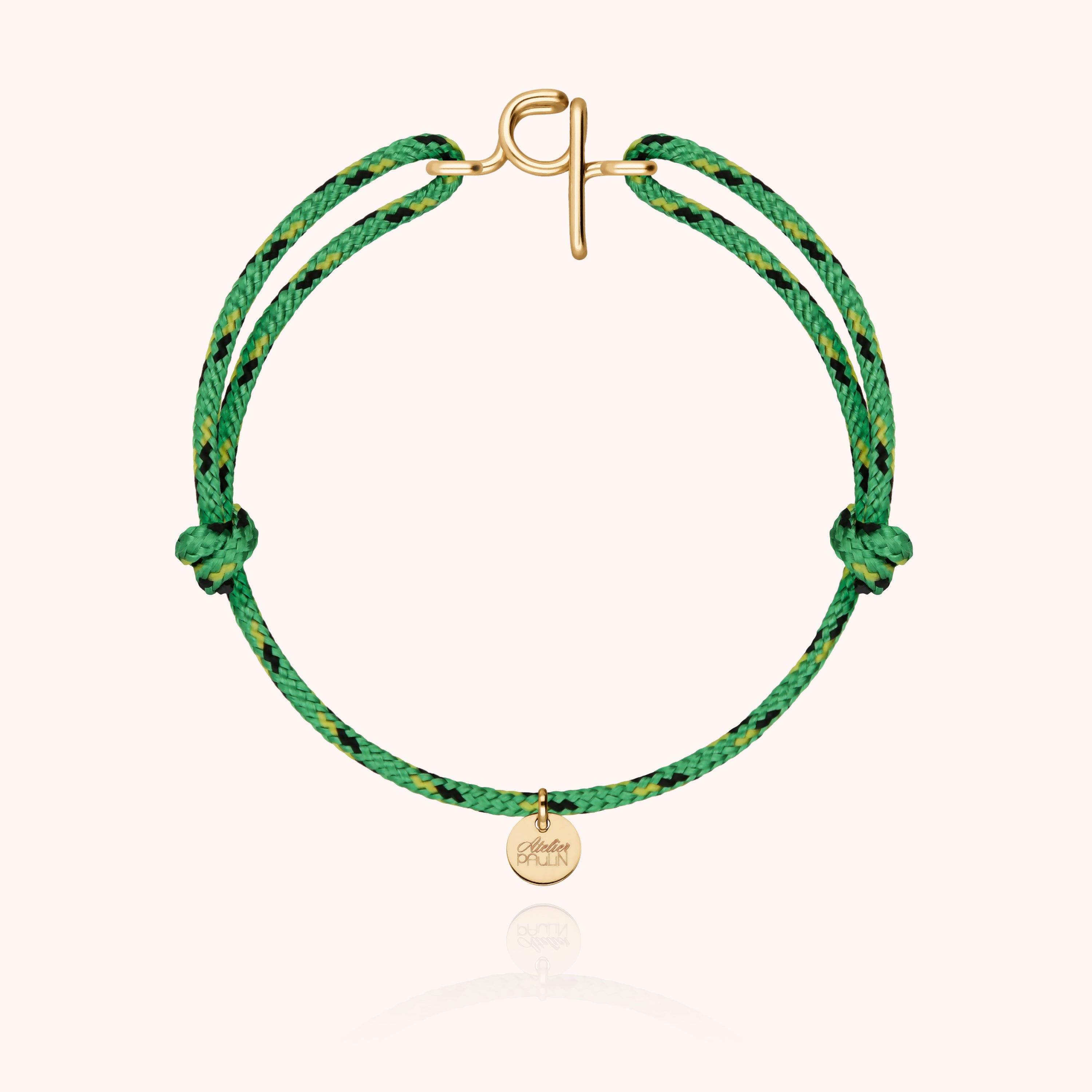 Bracelet Cordon Knot Initiale Homme - or jaune laminé