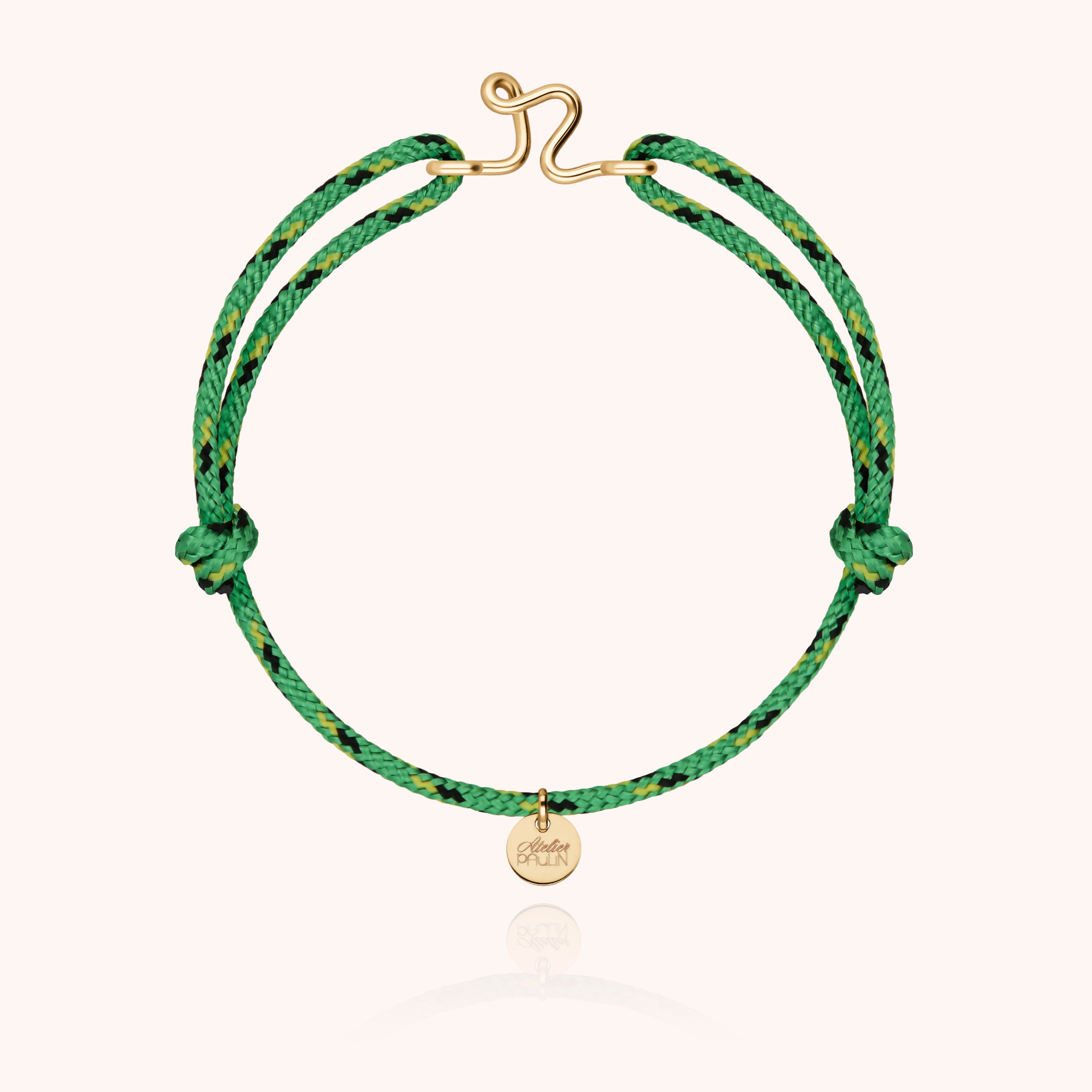 Bracelet Cordon Knot Initiale Homme - or jaune laminé