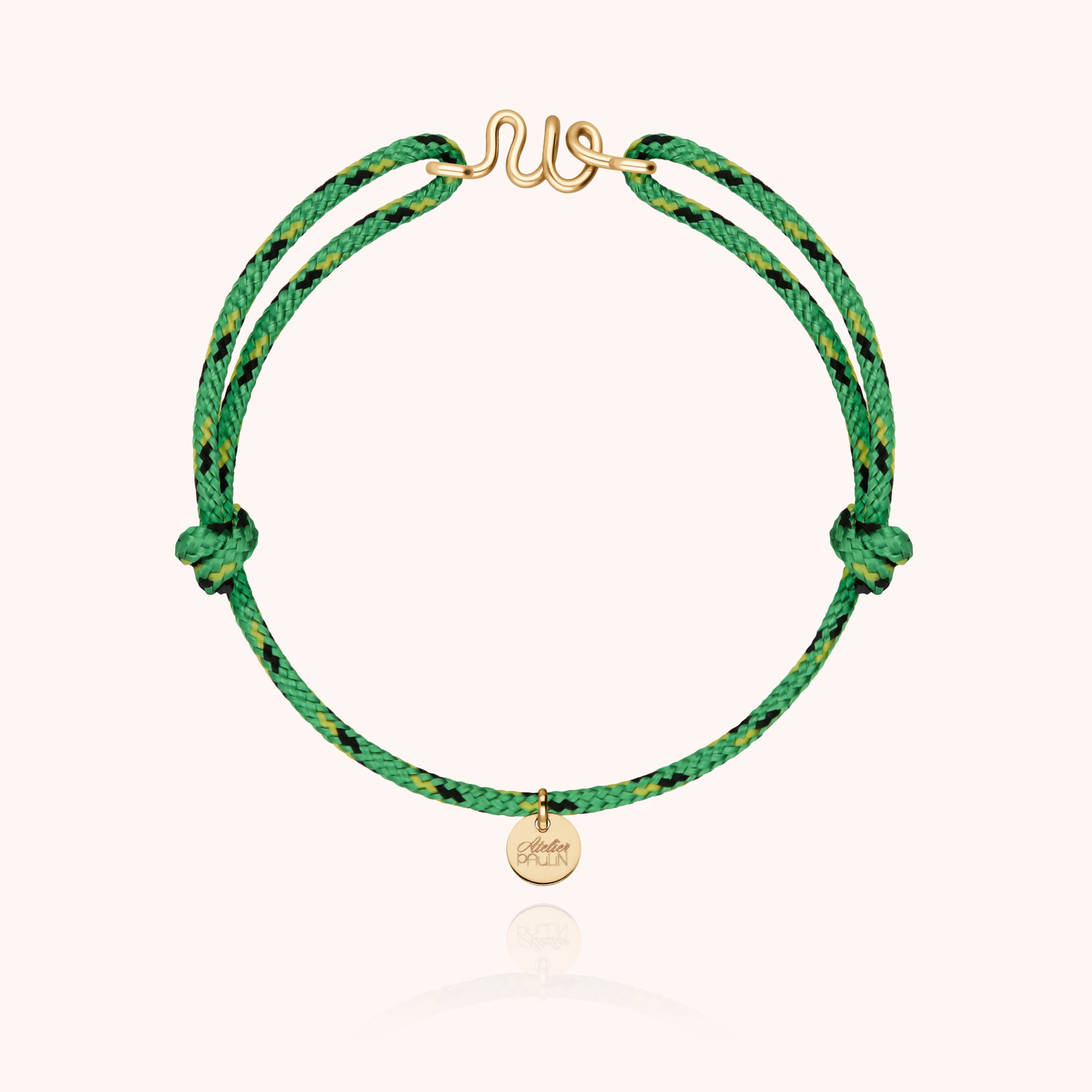 Bracelet Cordon Knot Initiale Homme - or jaune laminé