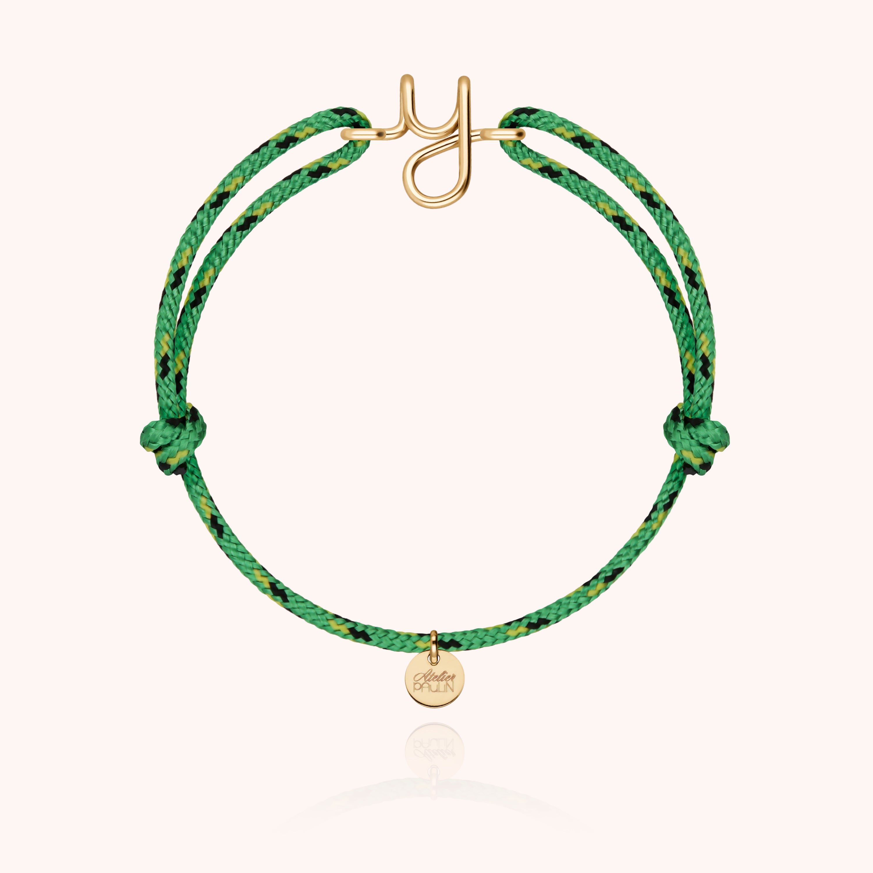 Bracelet Cordon Knot Initiale Homme - or jaune laminé