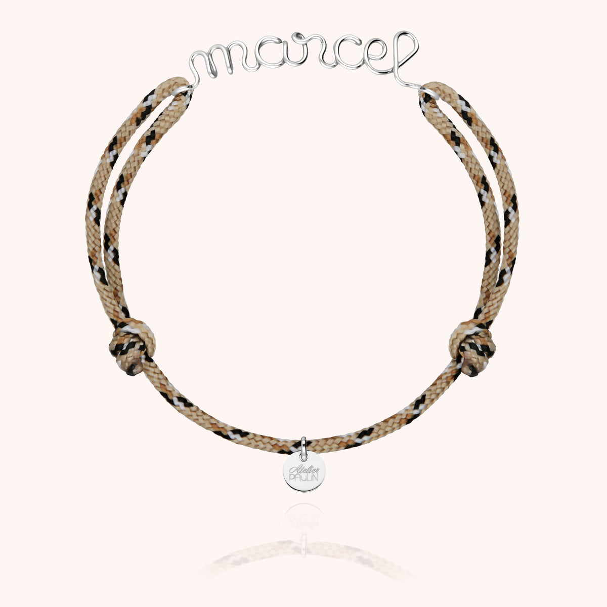 Bracelet Cordon Knot Personnalisé Homme porté au poignet — argent sterling 925 expédition rapide et sécurisée