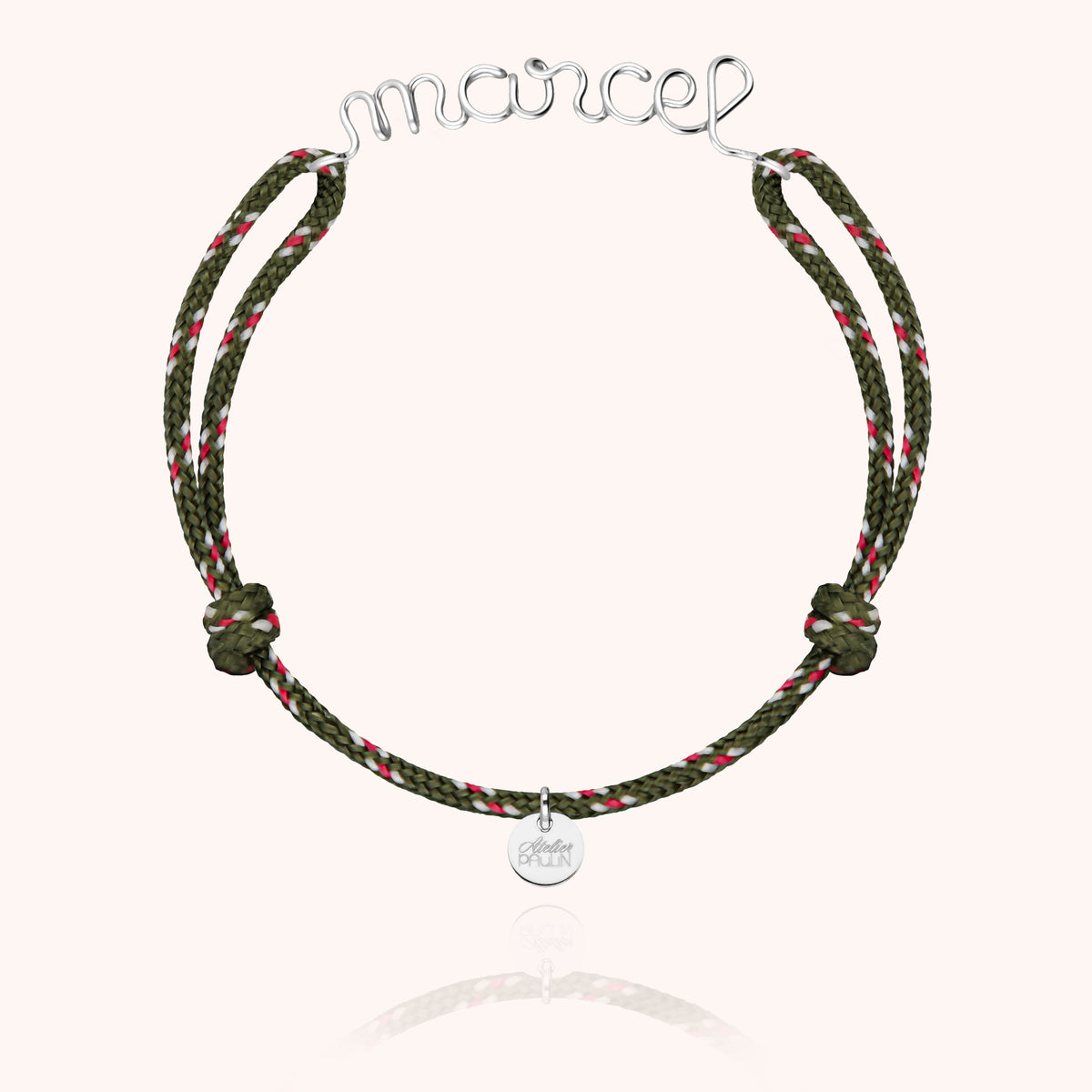 Personalized Cord Knot Bracelet for Men in 18k white gold wire