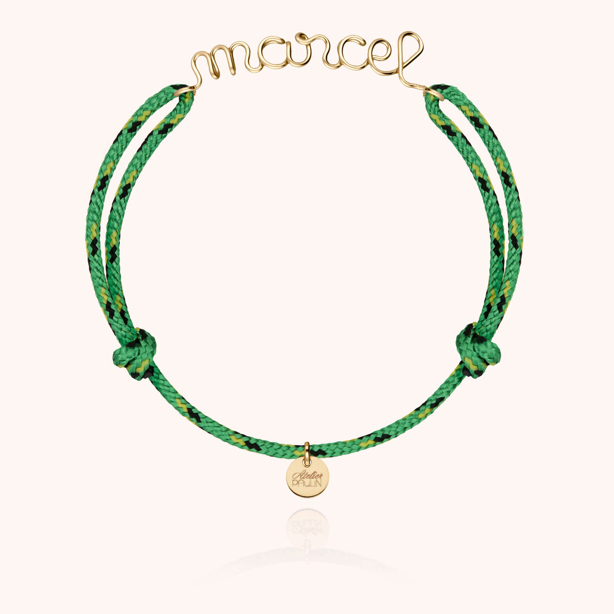 Bracelet Cordon Knot Personnalisé Homme en or jaune laminé — bijou artisanal fait main