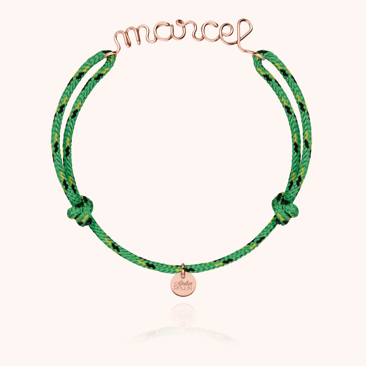 Bracelet Cordon Knot Personnalisé Homme — détail du fil métallique, or rose 18K
