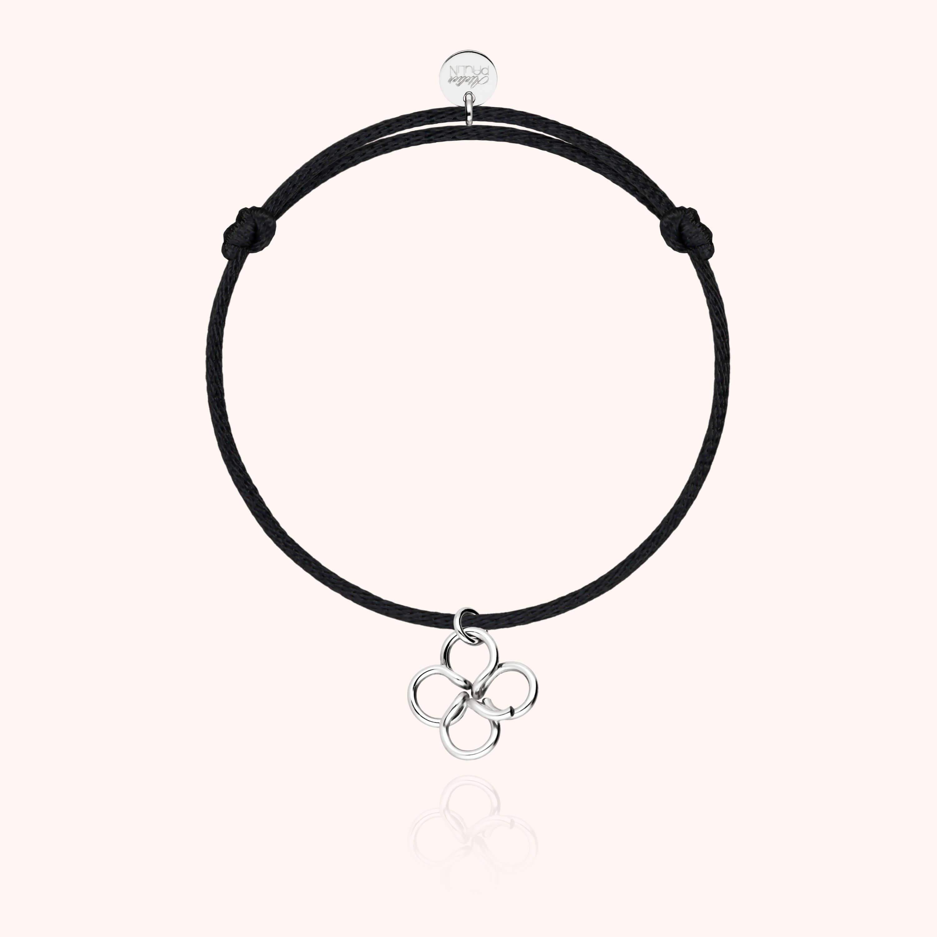 Bracelet cordon personnalisé avec trèfle, packaging cadeau Atelier Paulin