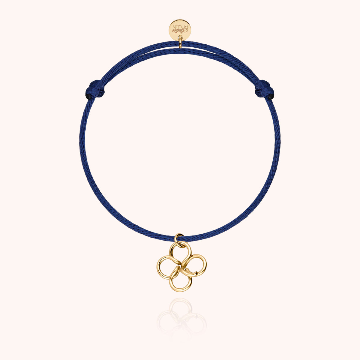 Armband Kordel Lucky Charms Trèfle aus 750 Gelbgold mit Kleeblatt-Anhänger