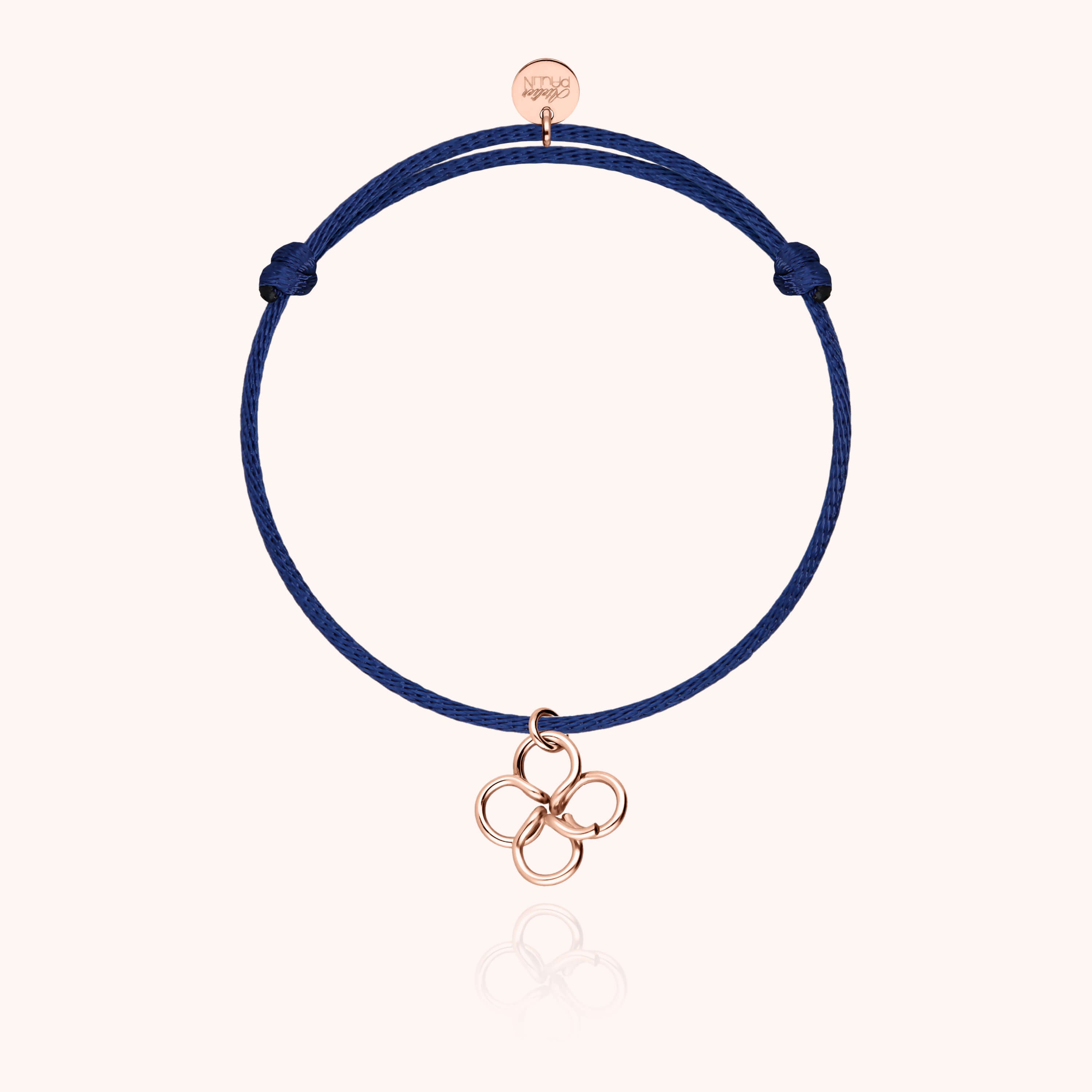 Bracelet Cordon Lucky Charms Trèfle en or rose laminé — bijou fait main Atelier Paulin