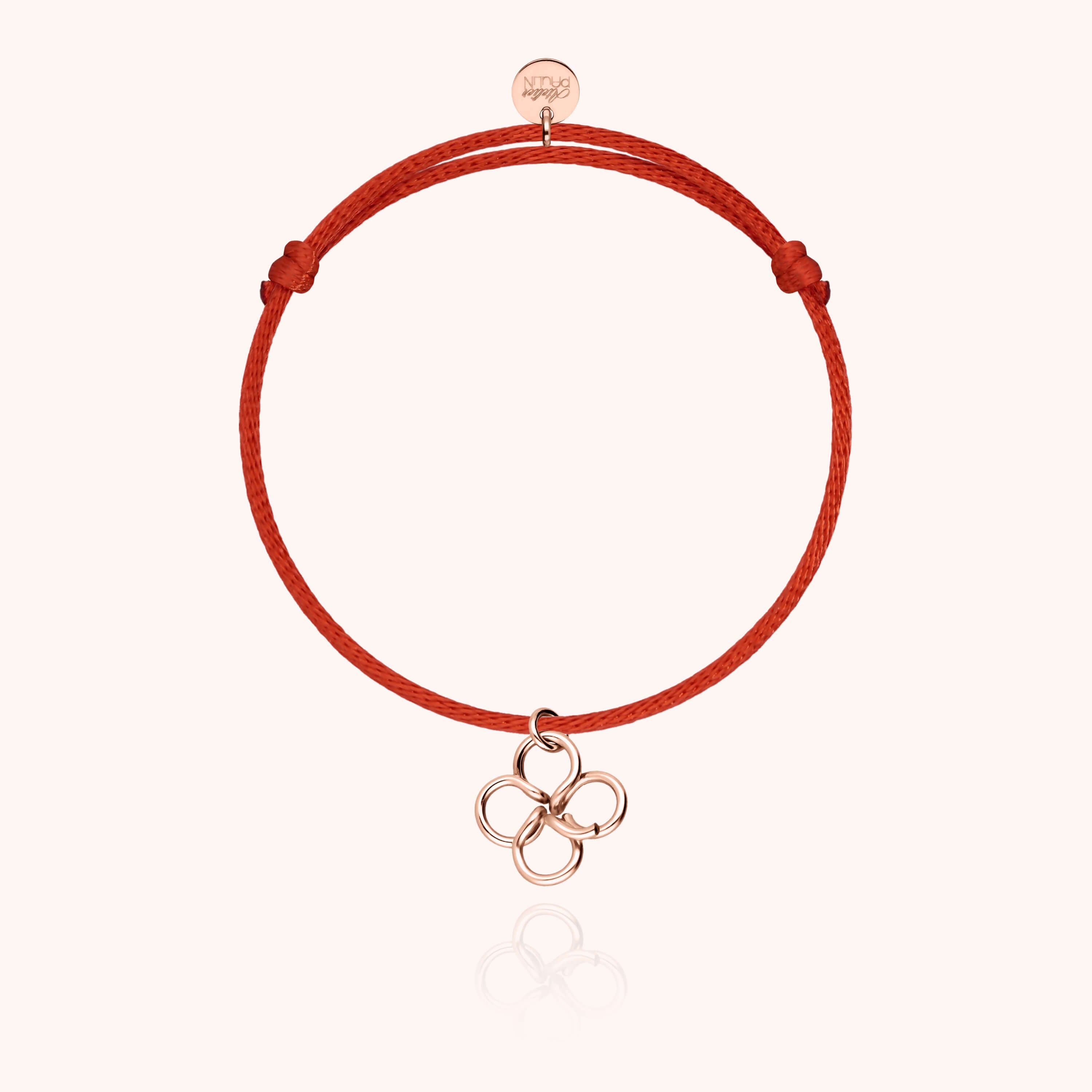 Bracelet Cordon Lucky Charms Trèfle porté au poignet — or rose laminé livraison express sécurisée
