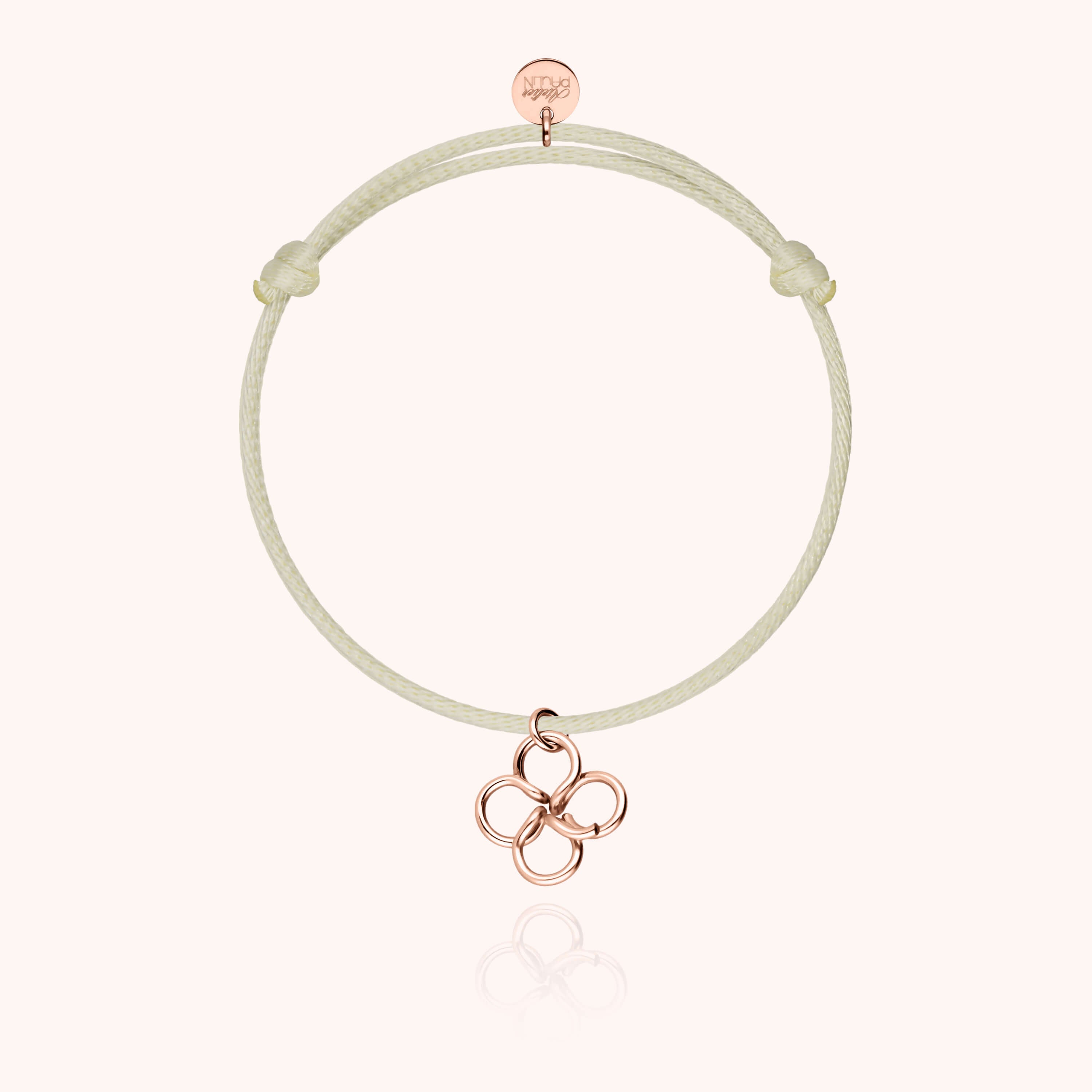 Bracelet Cordon Lucky Charms Trèfle — détail du fil métallique, or rose laminé