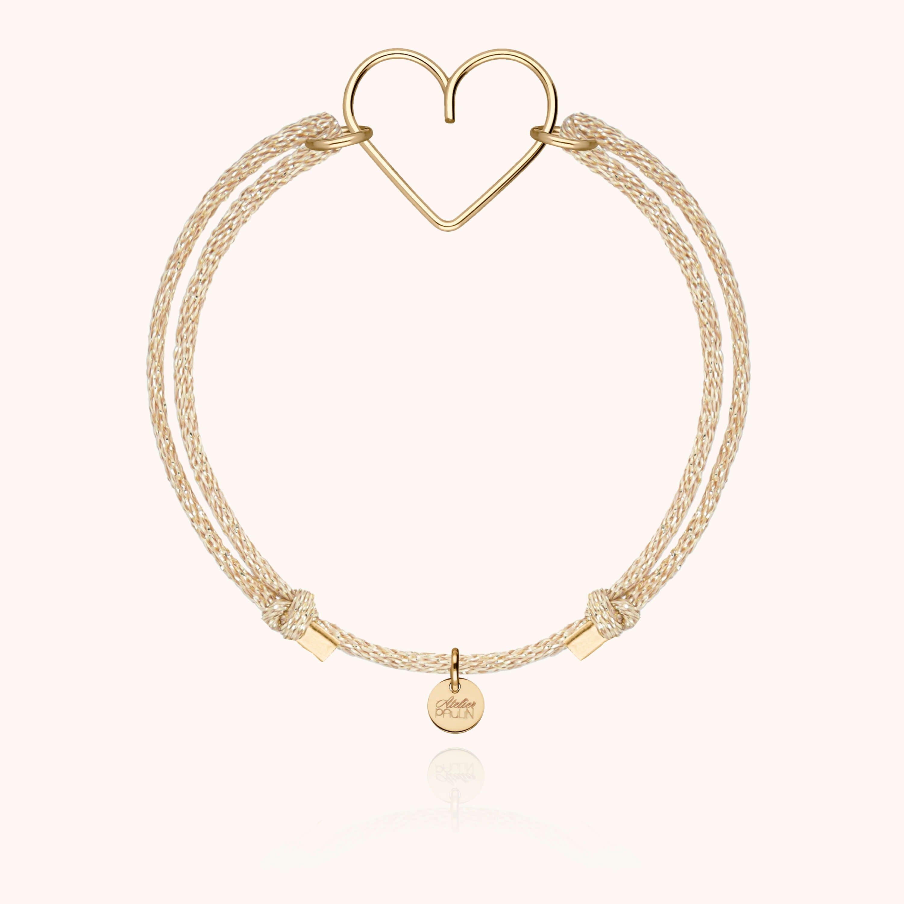 Bracelet Cordon Lurex Coeur en or jaune laminé — bijou durable garanti à vie