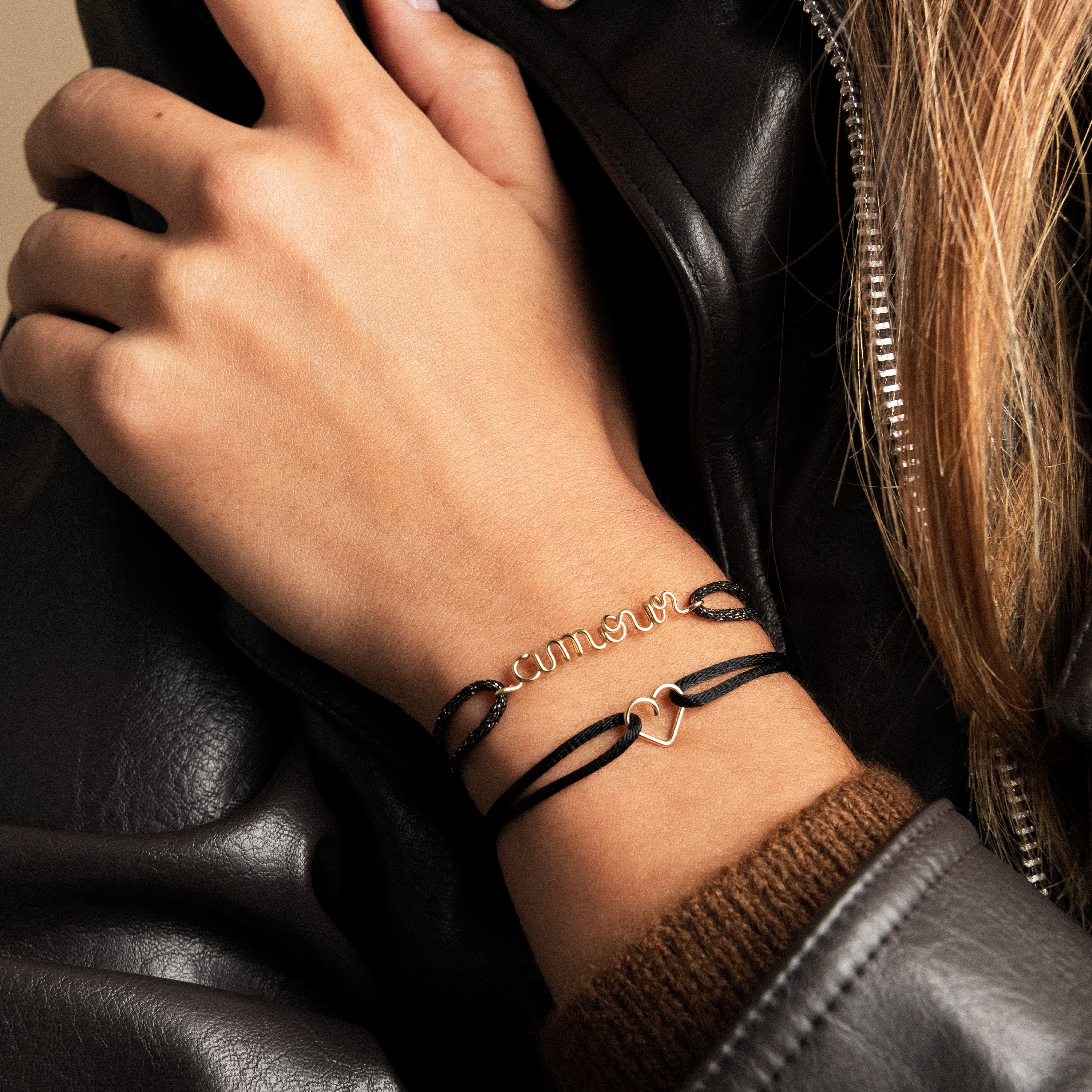 Bracelet Cordon Lurex Personnalisé - or jaune laminé