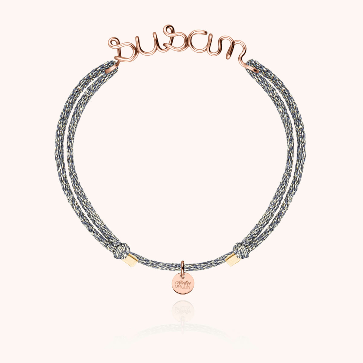 Bracciale Cordino Lurex Personalizzato in filo d'oro rosa laminato 14k