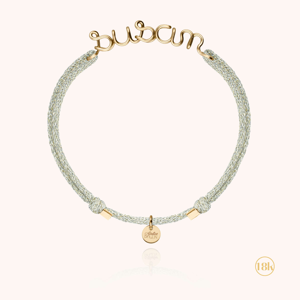 Bracciale Cordino Lurex Personalizzato in filo d'oro giallo 18kt