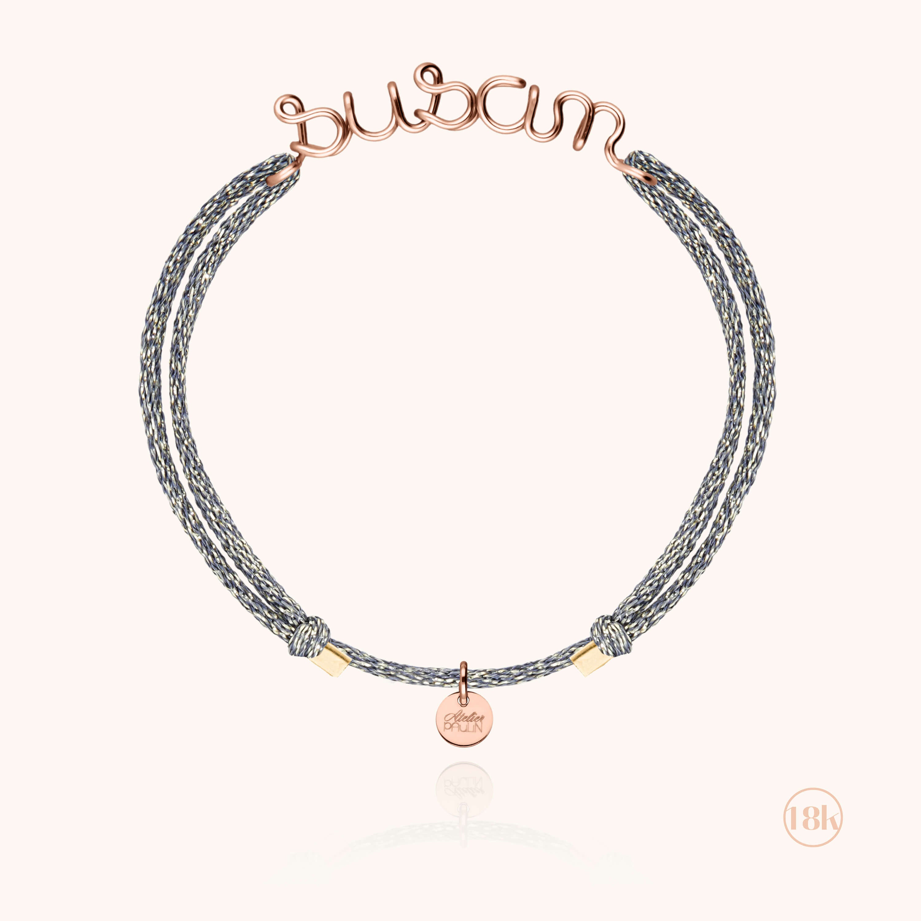 Lurex Personalized Cord Bracelet - 18k rose gold