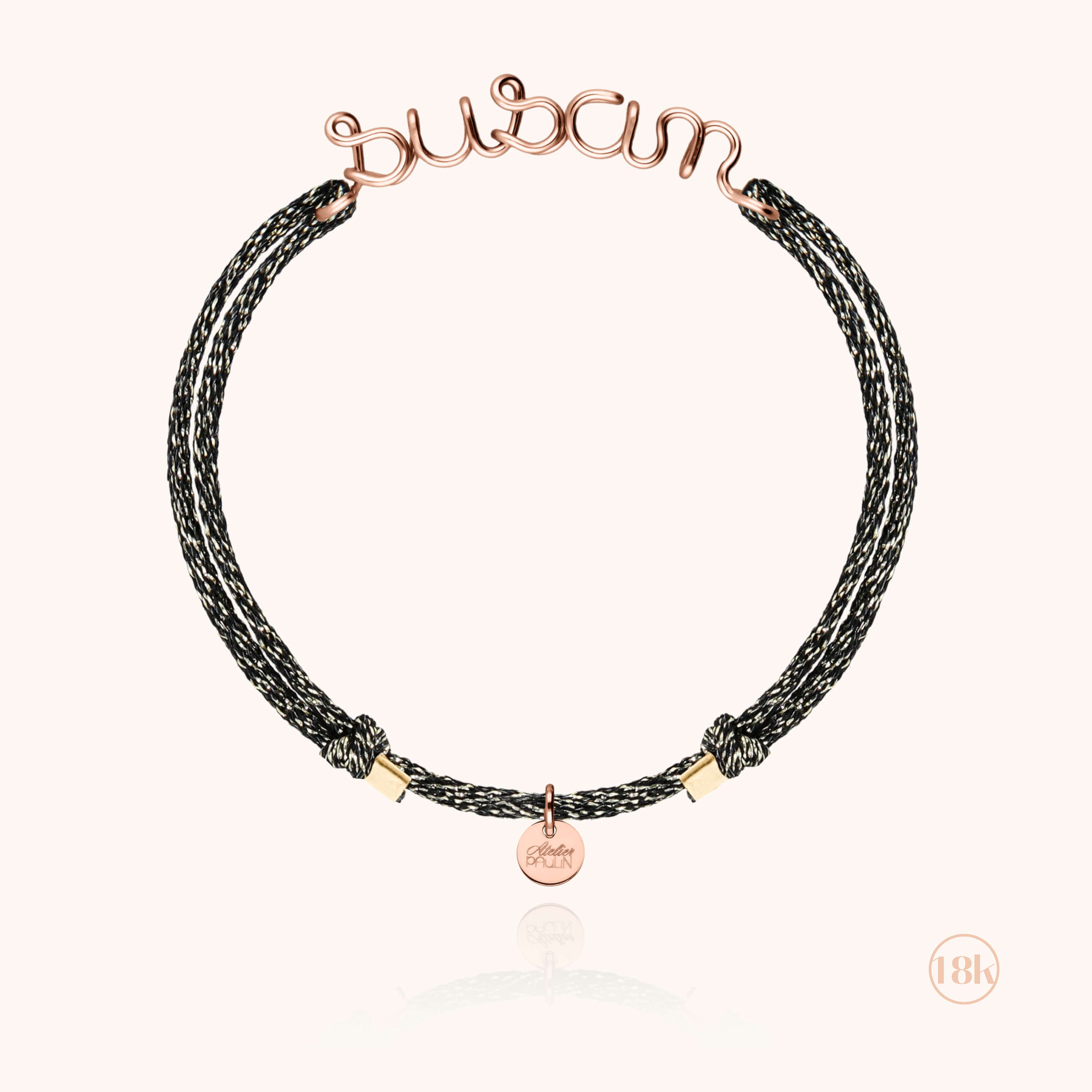Lurex Personalized Cord Bracelet - 18k rose gold