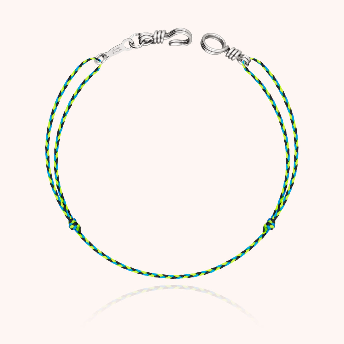 Bracciale Cordino Mini Attache moi su un cordino regolabile blu minerale