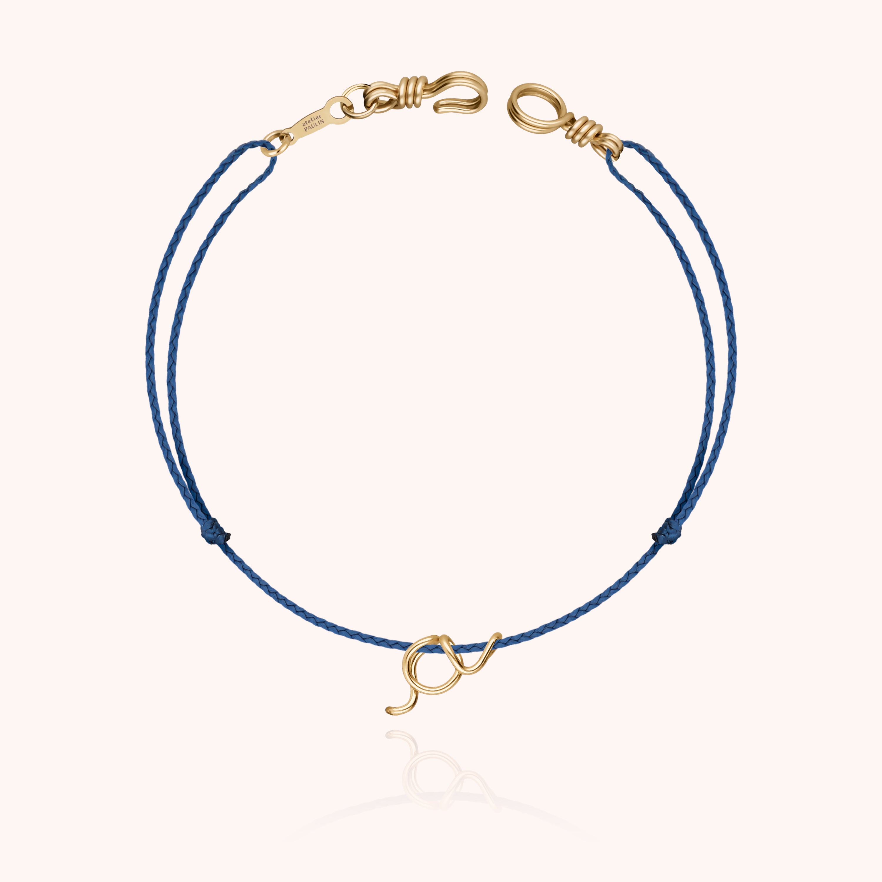 Attache moi Initiale Cord Bracelet - 18k yellow gold