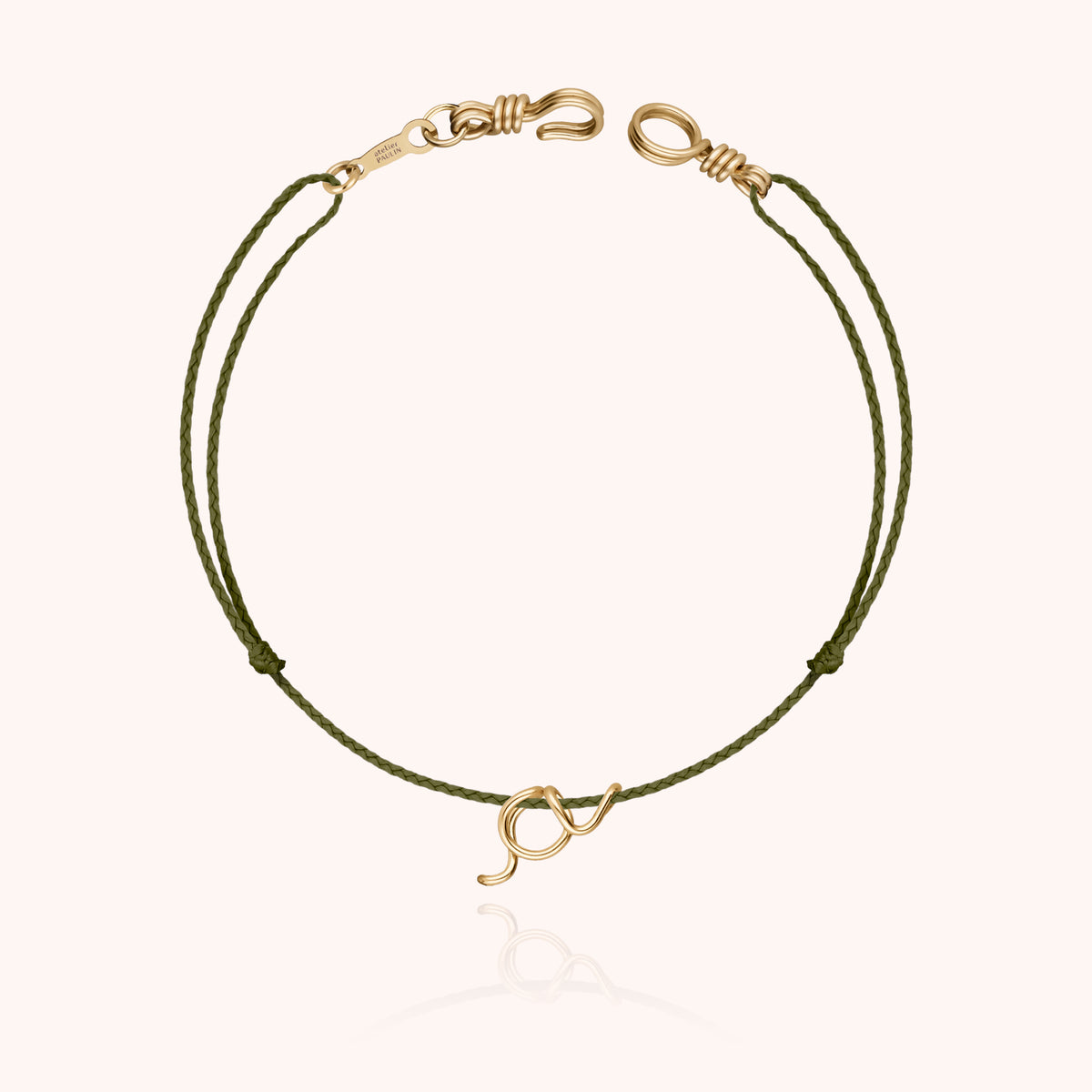 Armband Kordel Initiale Mini Attache moi aus gelbem Goldfilled — personalisierbares Armband Atelier Paulin