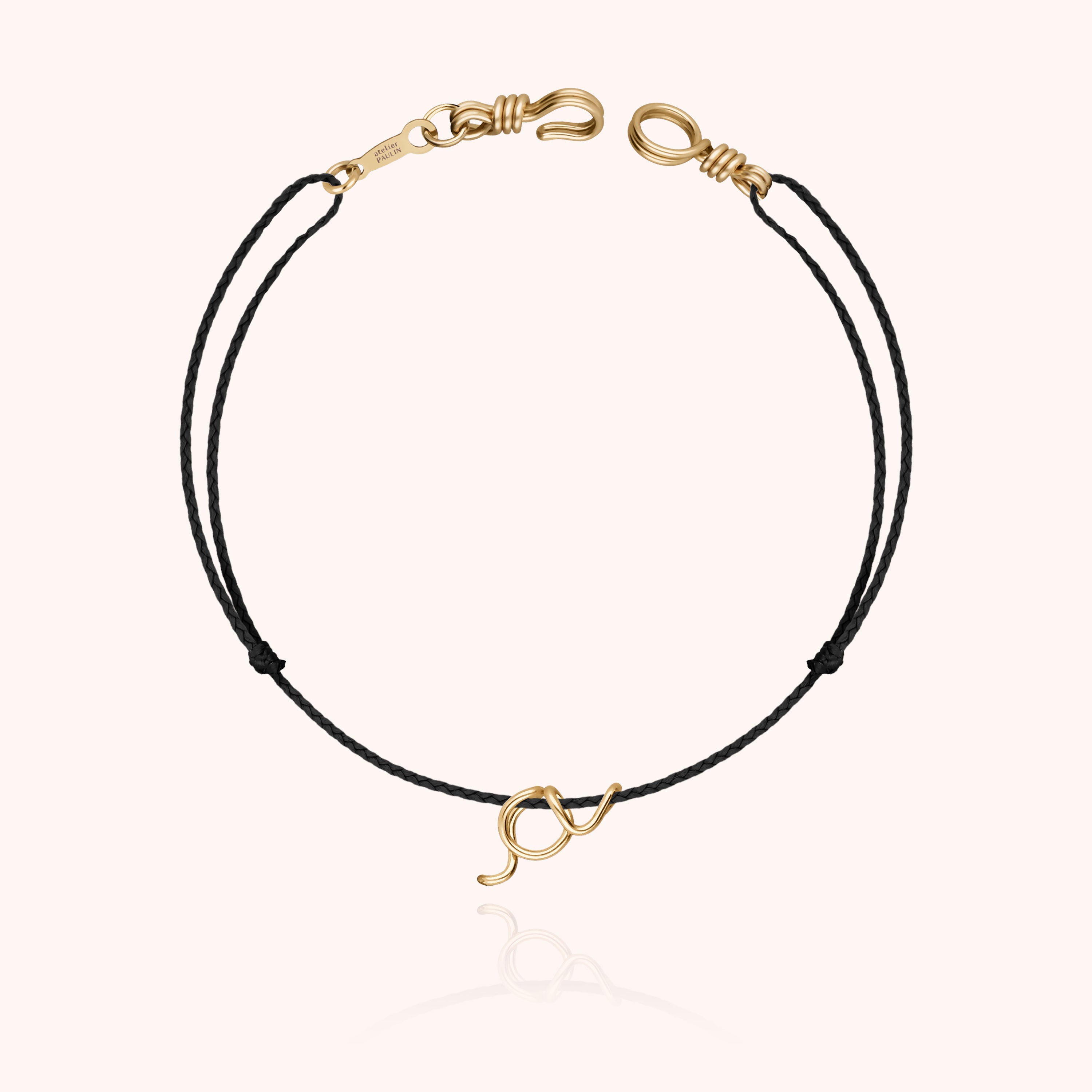 Attache moi Initiale Cord Bracelet - 18k yellow gold