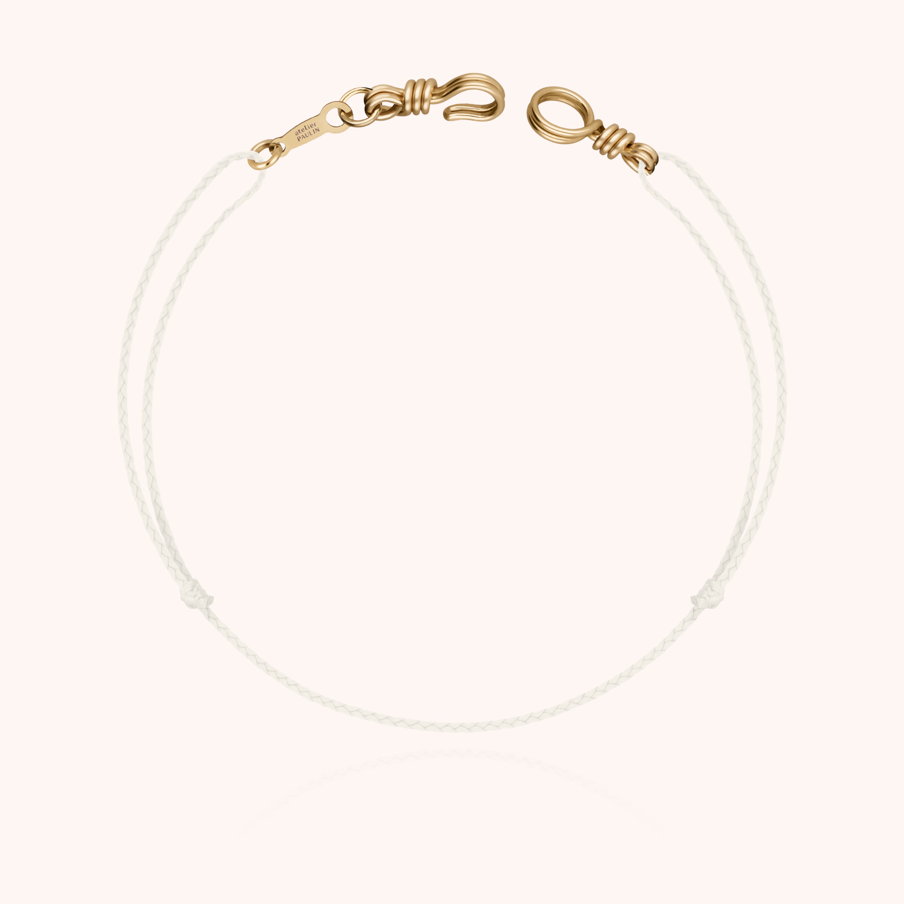 Bracelet cordon slim knot bleu avec fermoir artisanal français