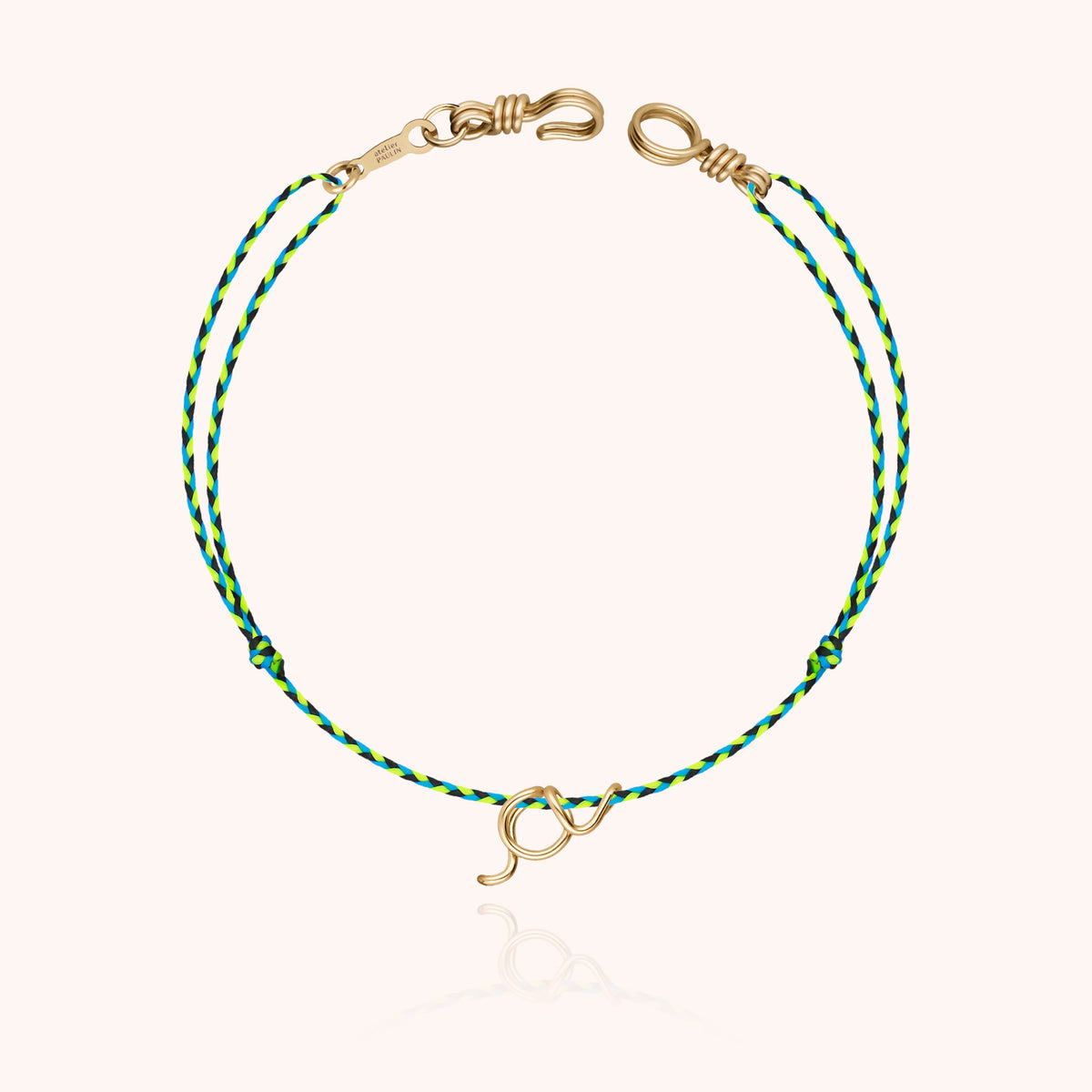 Bracciale Cordino Slim Knot Iniziale Mini Attache moi su un cordino resistente all'acqua