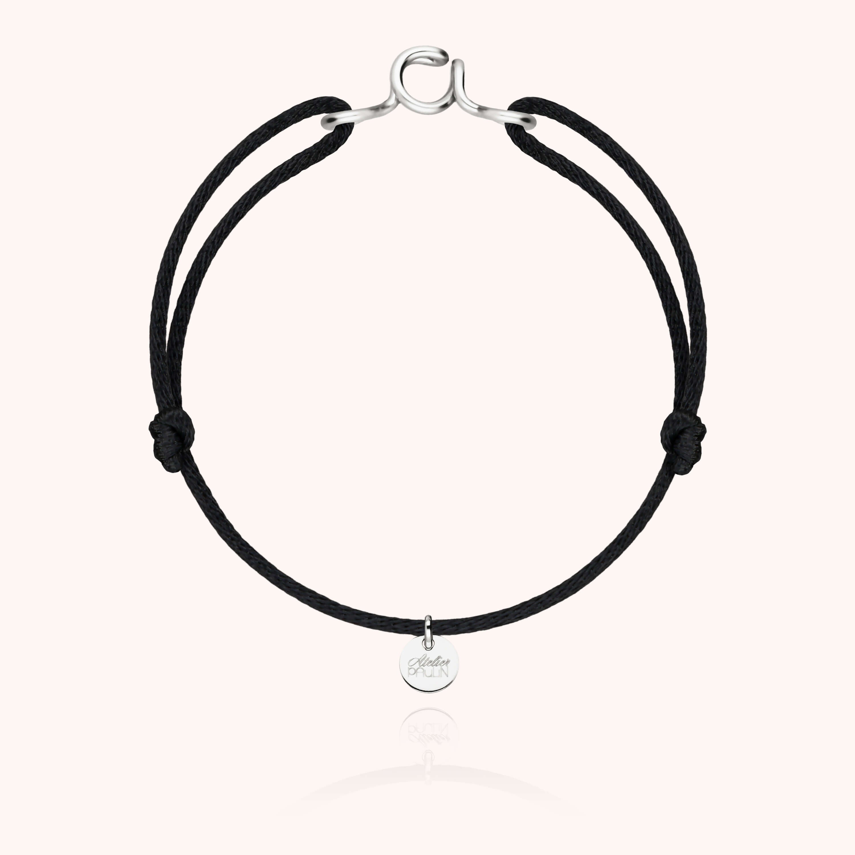 Bracelet Cordon Original Initiale — gros plan sur le fermoir, argent sterling 925
