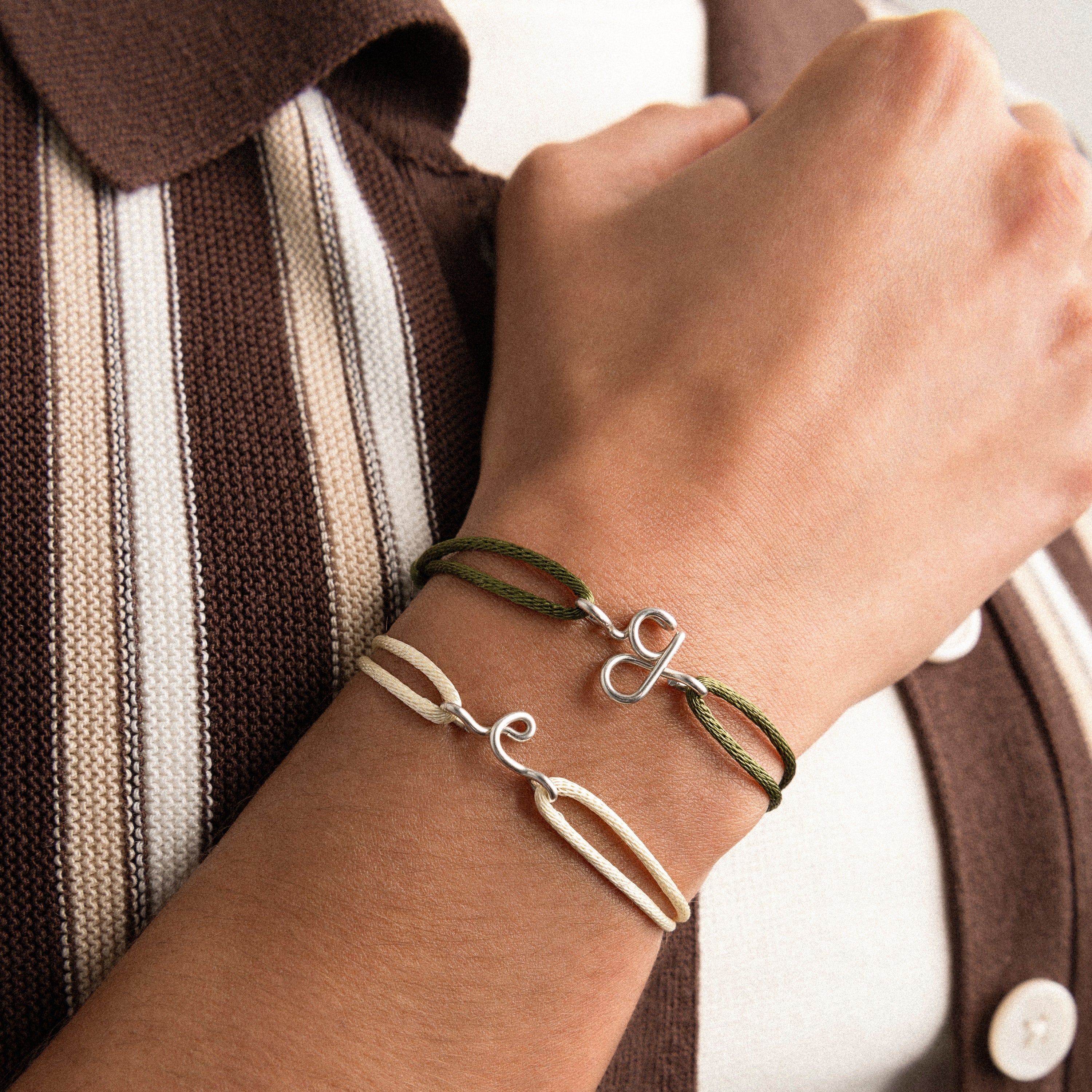 Bracelet cordon lettre personnalisée argent 925 bijou élégant homme Paris - argent sterling - enfant